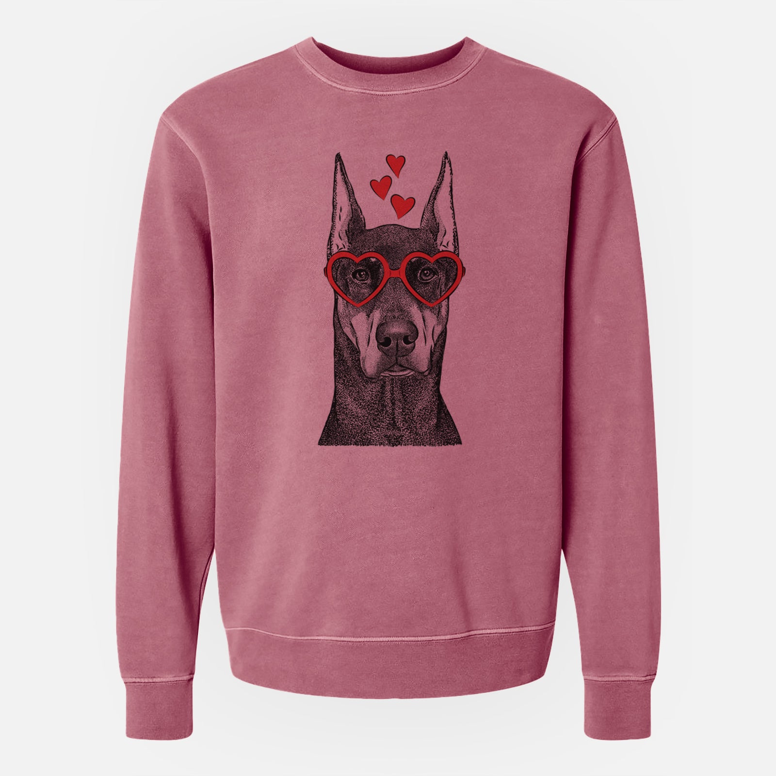 Valentine Drake the Doberman Pinscher - Unisex Pigment Dyed Crew Sweatshirt