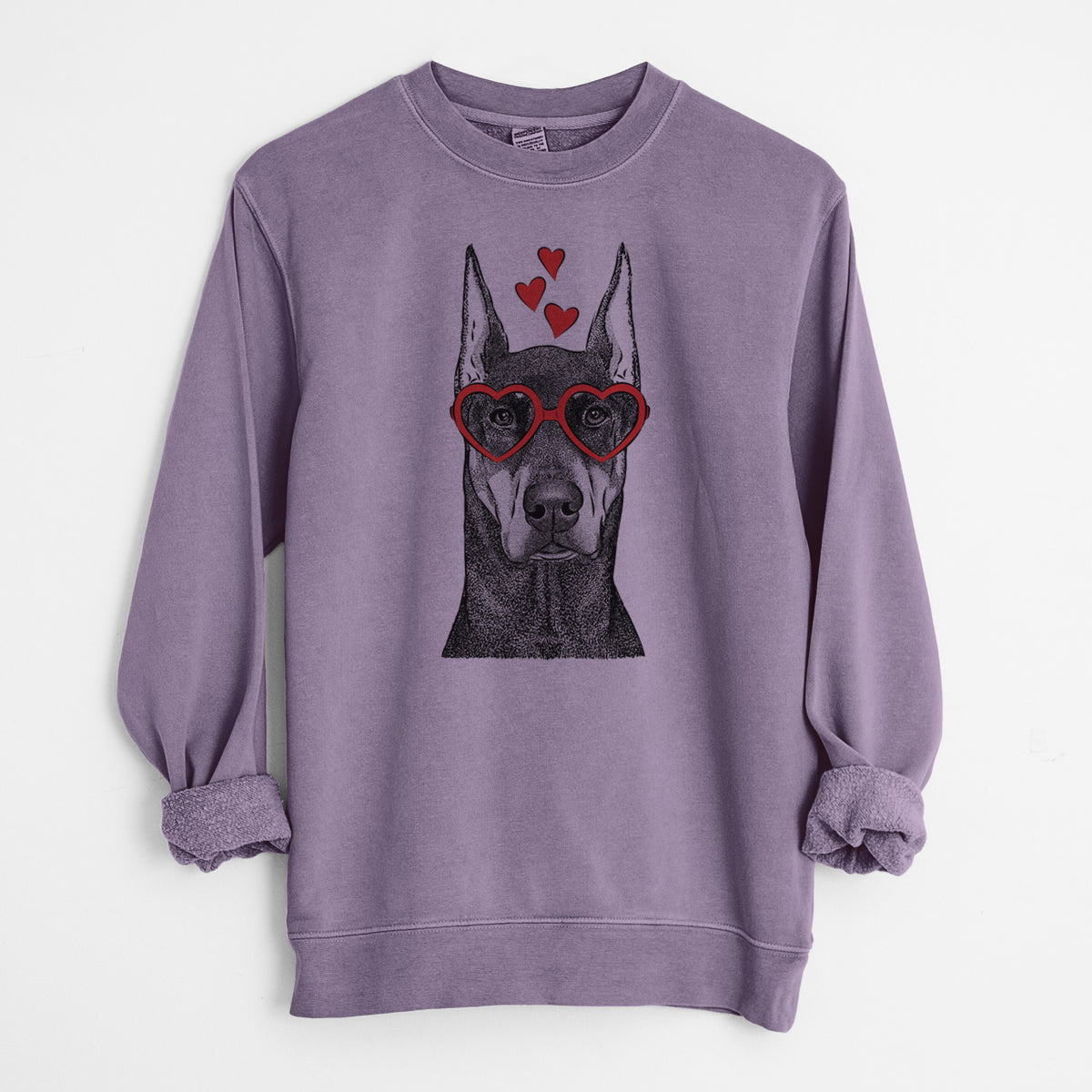 Valentine Drake the Doberman Pinscher - Unisex Pigment Dyed Crew Sweatshirt