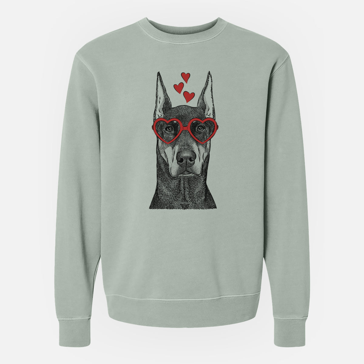 Valentine Drake the Doberman Pinscher - Unisex Pigment Dyed Crew Sweatshirt