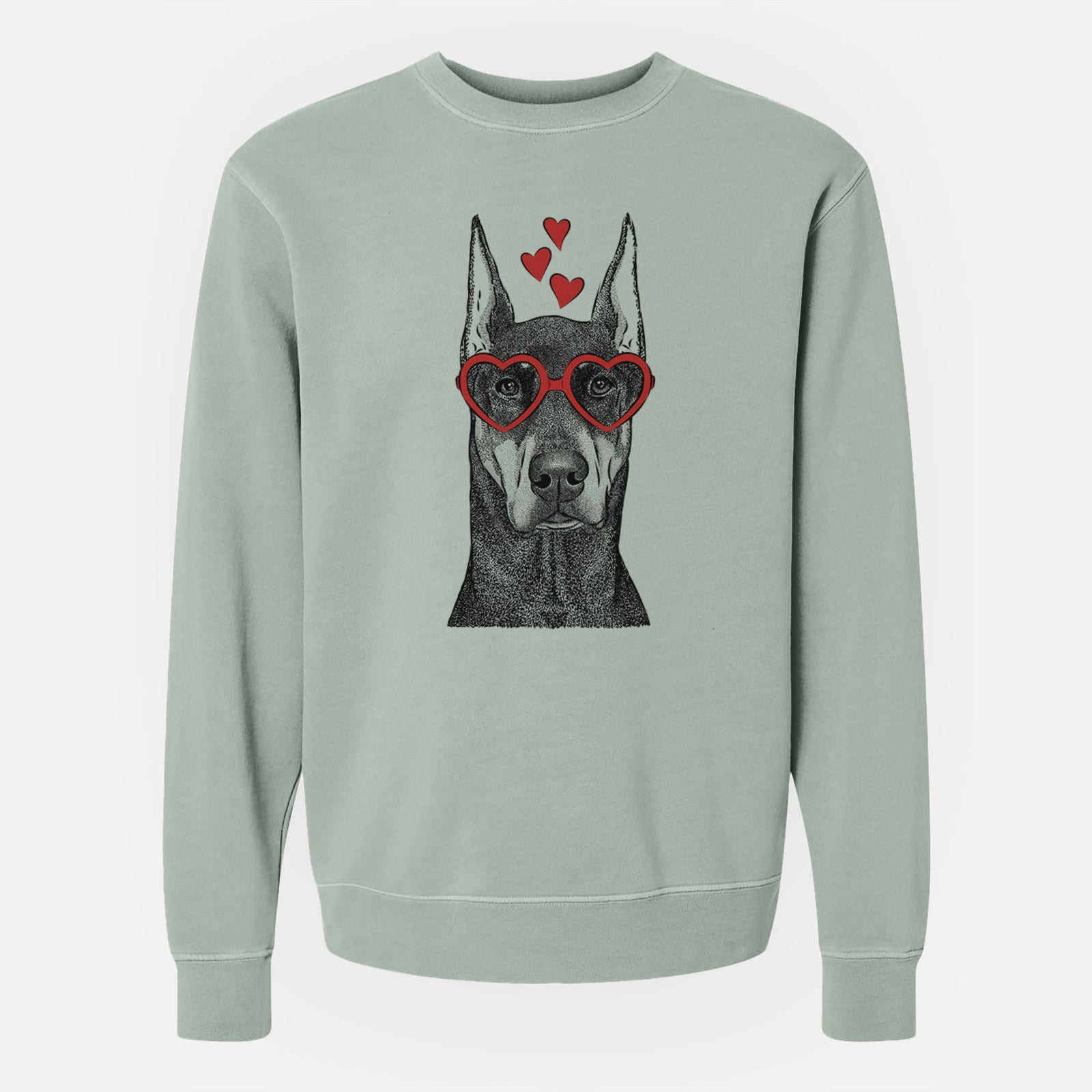 Valentine Drake the Doberman Pinscher - Unisex Pigment Dyed Crew Sweatshirt