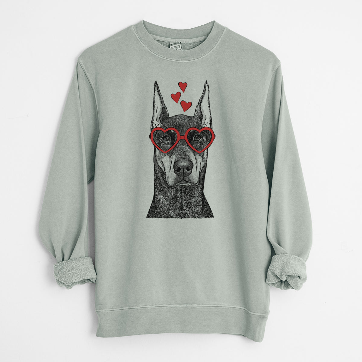 Valentine Drake the Doberman Pinscher - Unisex Pigment Dyed Crew Sweatshirt