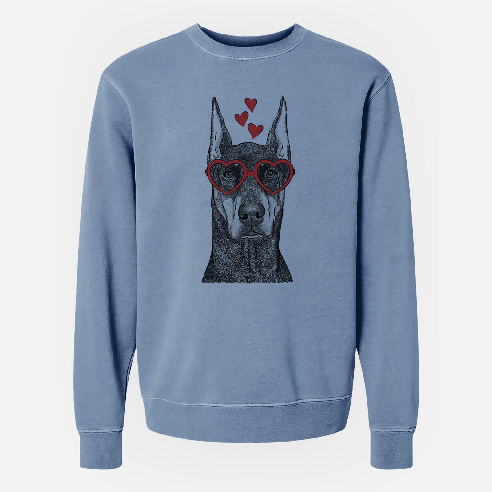 Valentine Drake the Doberman Pinscher - Unisex Pigment Dyed Crew Sweatshirt