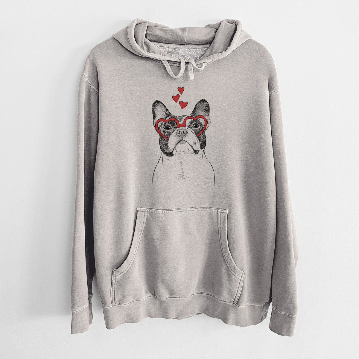 Valentine Ella the French Bulldog - Unisex Pigment Dyed Hoodie