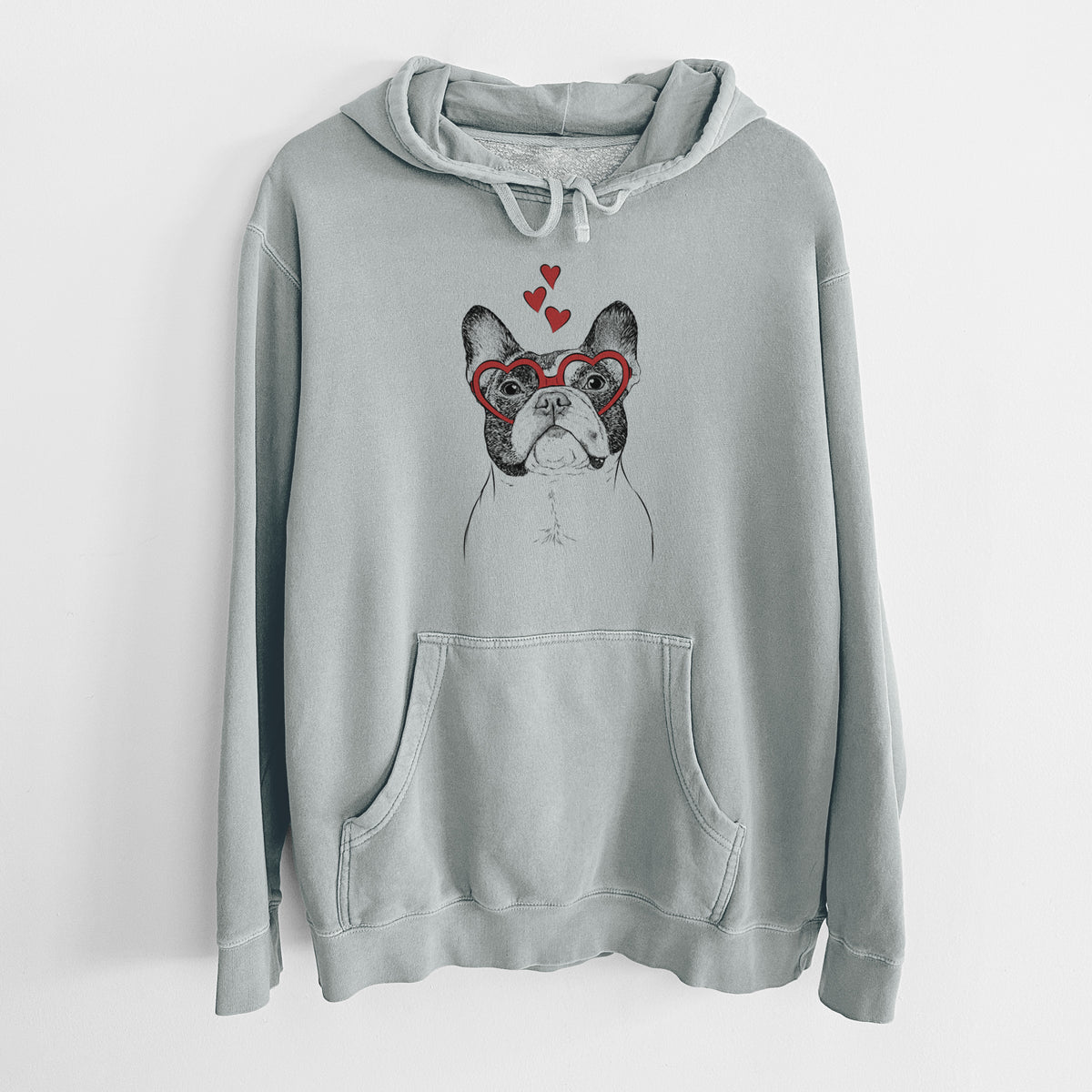 Valentine Ella the French Bulldog - Unisex Pigment Dyed Hoodie