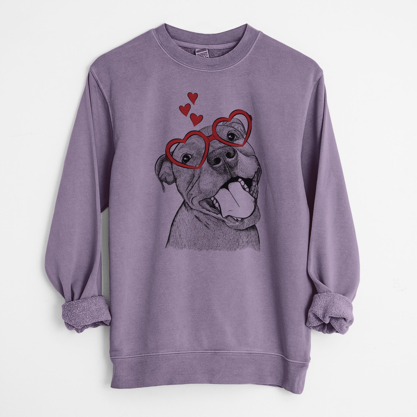 Valentine Eloise the Pitbull Mix - Unisex Pigment Dyed Crew Sweatshirt