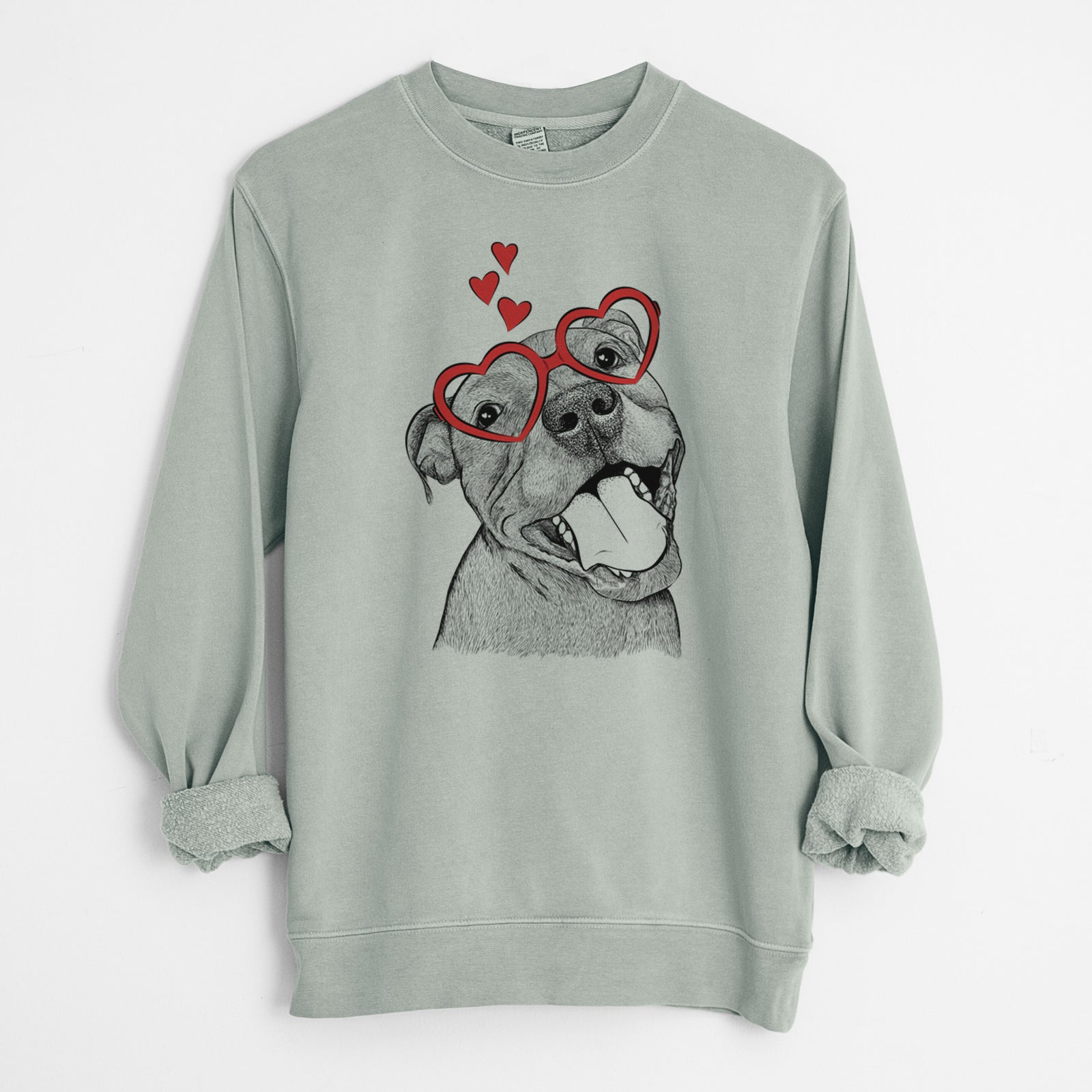 Valentine Eloise the Pitbull Mix - Unisex Pigment Dyed Crew Sweatshirt