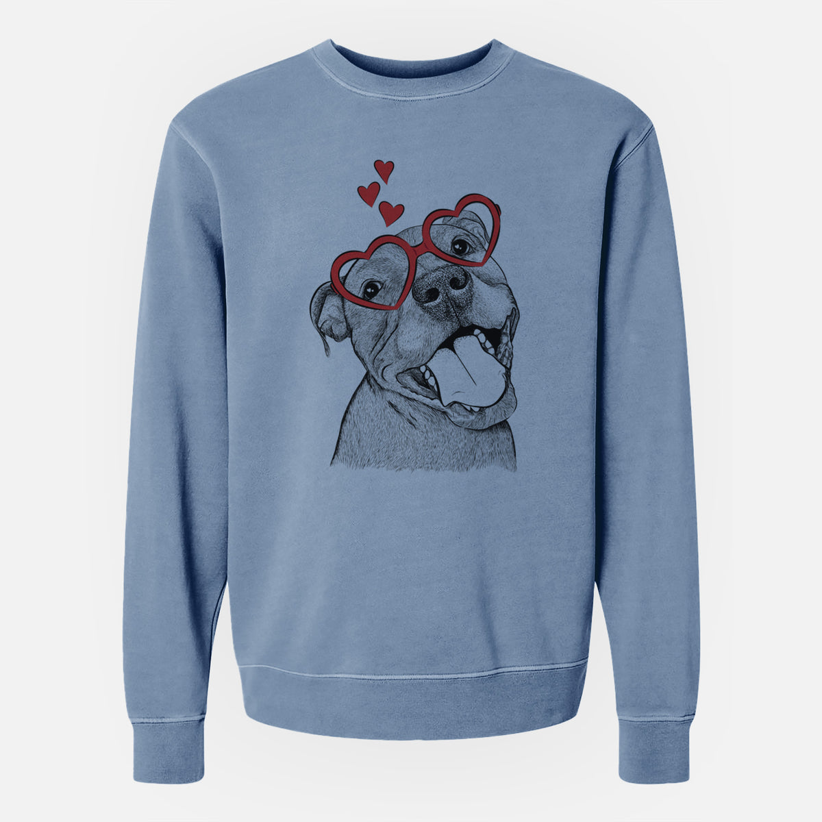Valentine Eloise the Pitbull Mix - Unisex Pigment Dyed Crew Sweatshirt