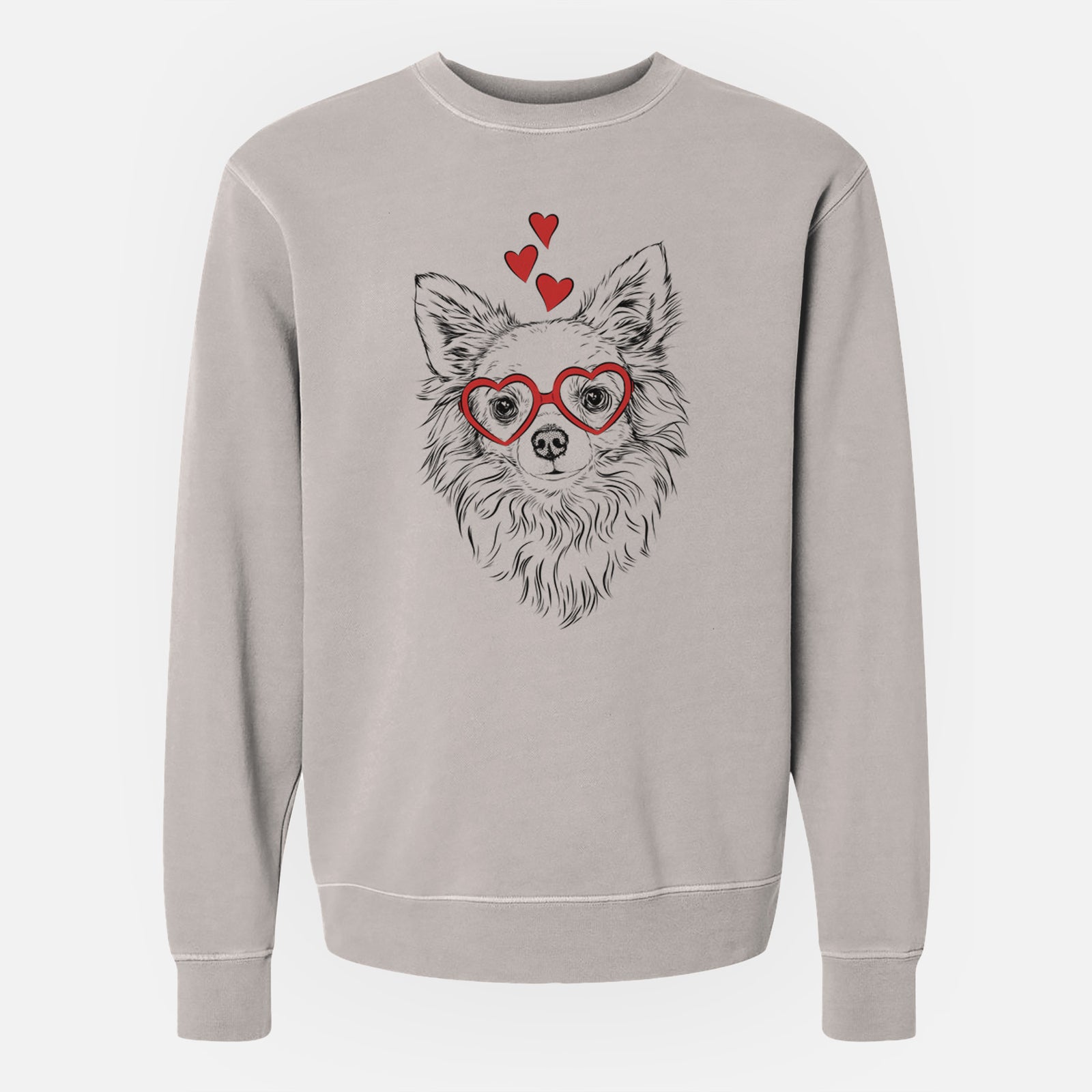 Valentine Emma the Longhaired Chihuahua - Unisex Pigment Dyed Crew Sweatshirt