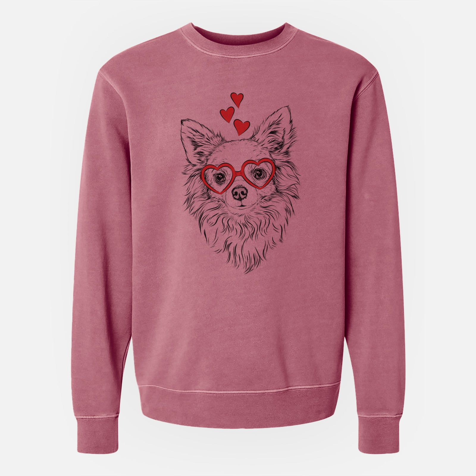 Valentine Emma the Longhaired Chihuahua - Unisex Pigment Dyed Crew Sweatshirt