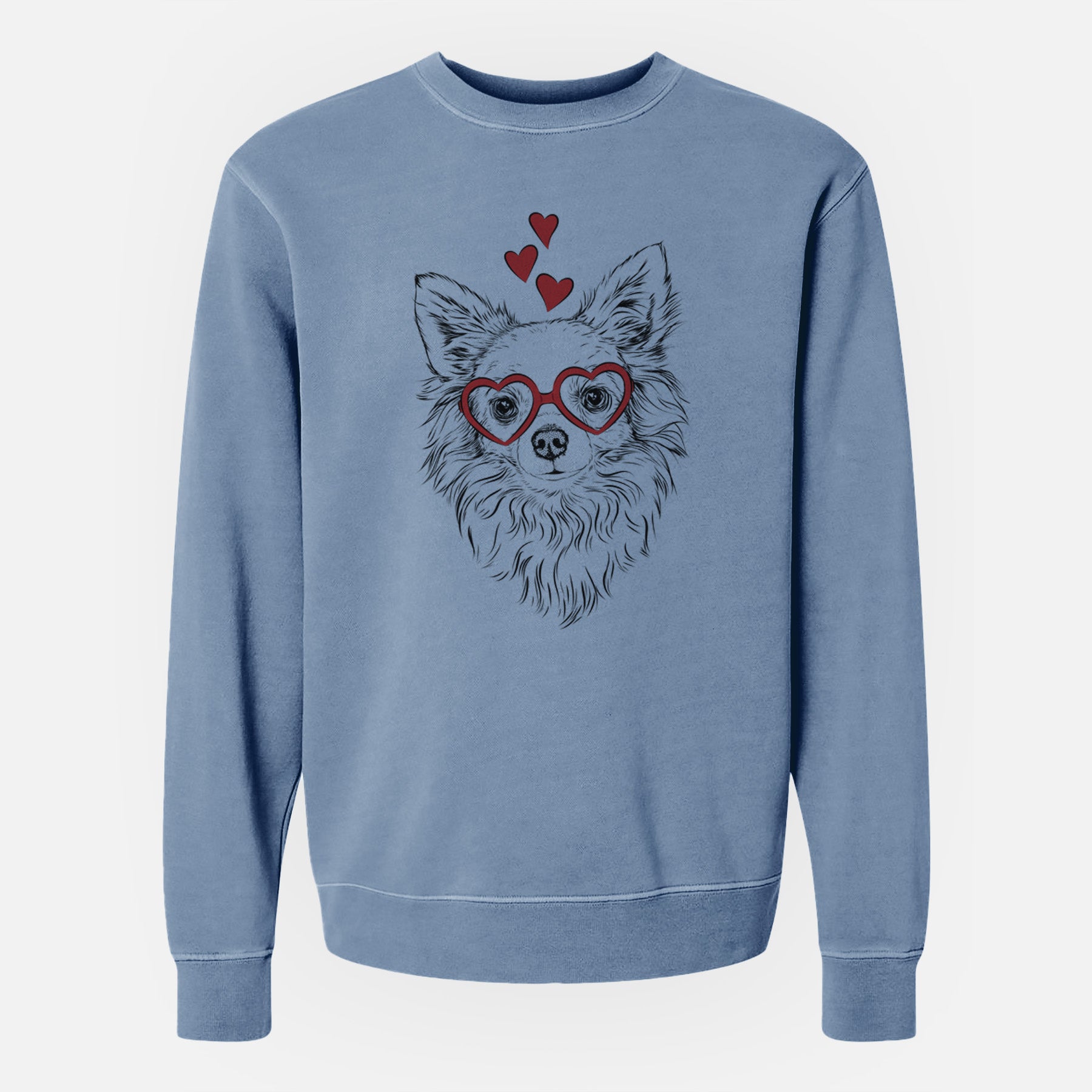 Valentine Emma the Longhaired Chihuahua - Unisex Pigment Dyed Crew Sweatshirt