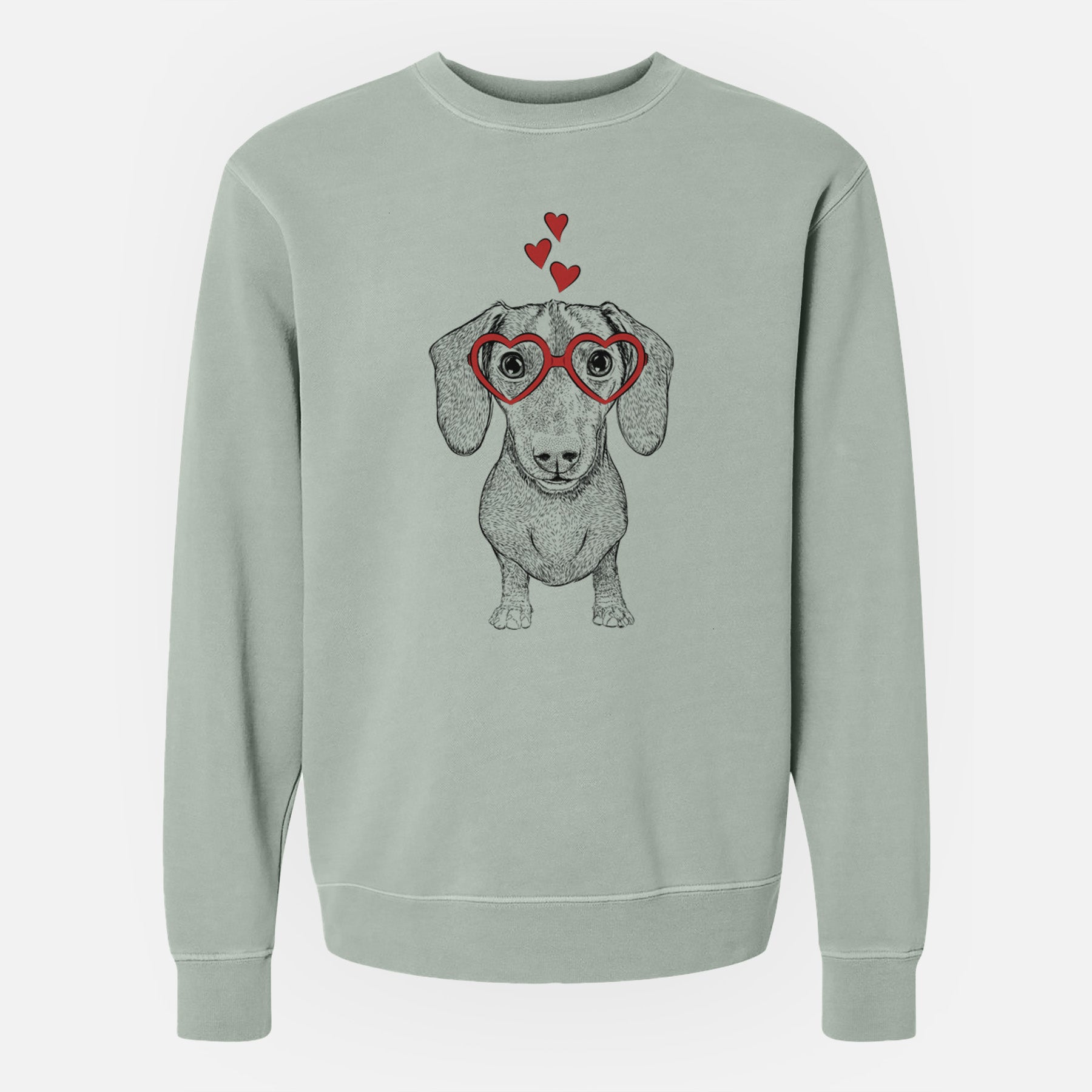 Valentine Ernie the Mini Dachshund - Unisex Pigment Dyed Crew Sweatshirt