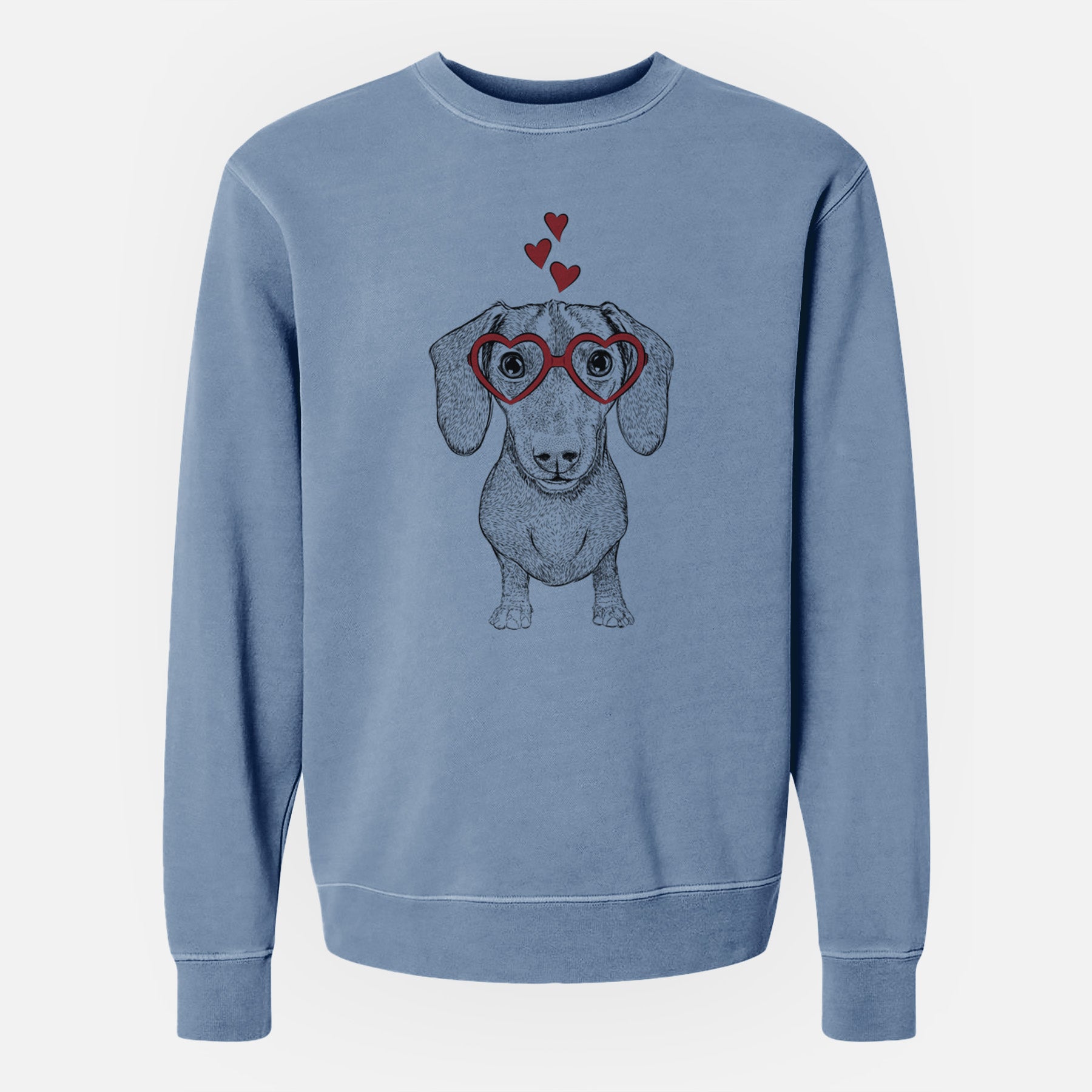 Valentine Ernie the Mini Dachshund - Unisex Pigment Dyed Crew Sweatshirt