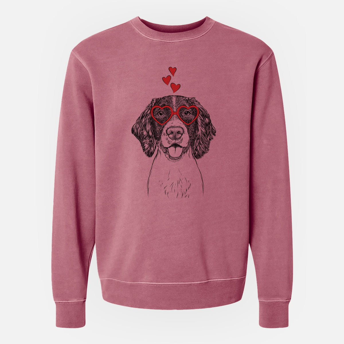 Valentine Ever the English Springer Spaniel - Unisex Pigment Dyed Crew Sweatshirt