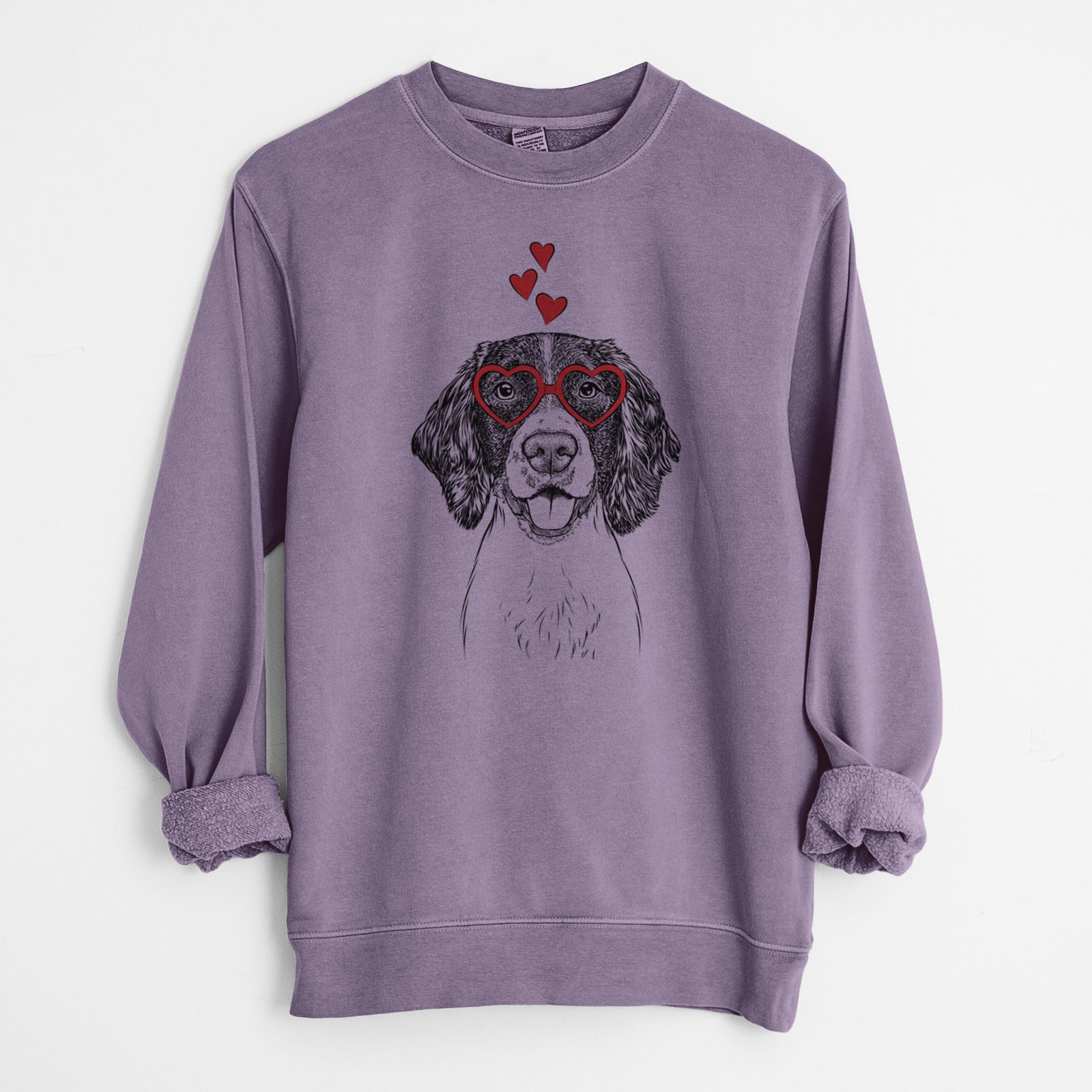 Valentine Ever the English Springer Spaniel - Unisex Pigment Dyed Crew Sweatshirt