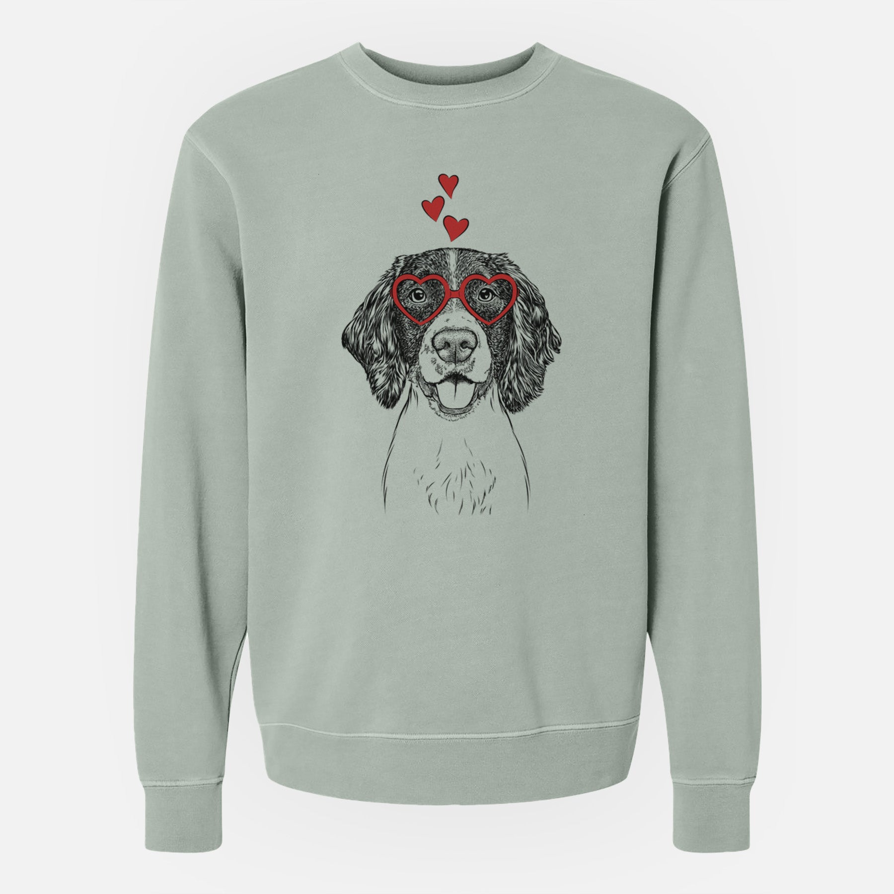 Valentine Ever the English Springer Spaniel - Unisex Pigment Dyed Crew Sweatshirt