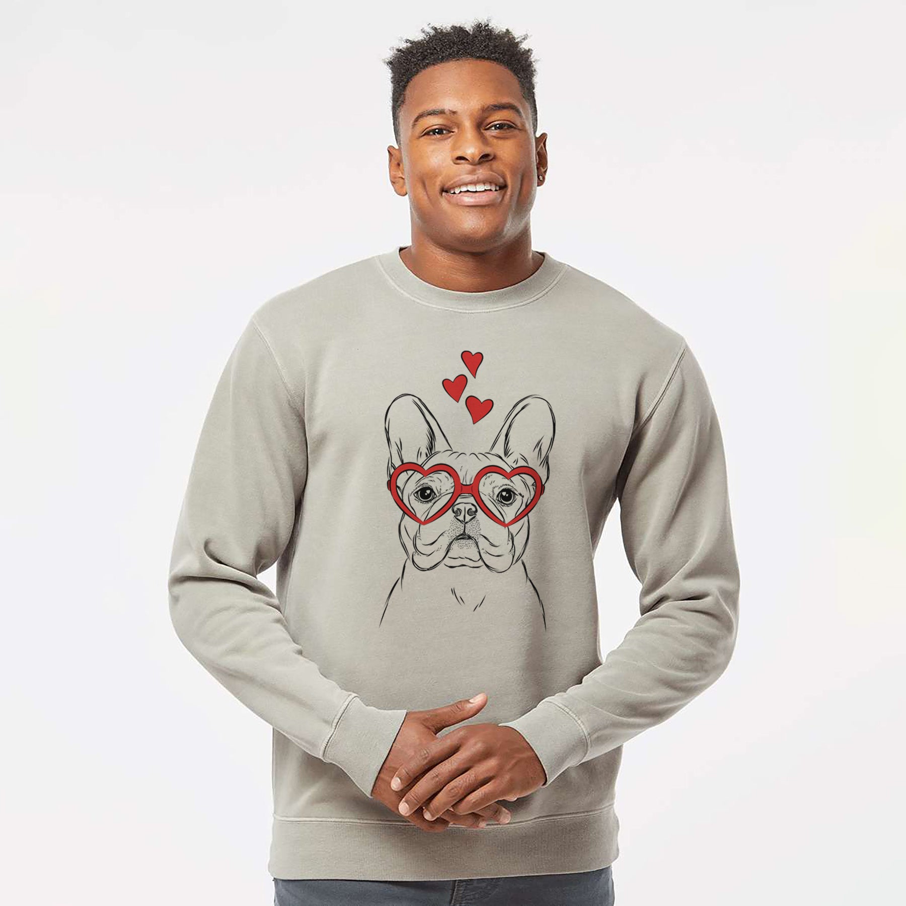 Valentine Franco the French Bulldog - Unisex Pigment Dyed Crew Sweatshirt