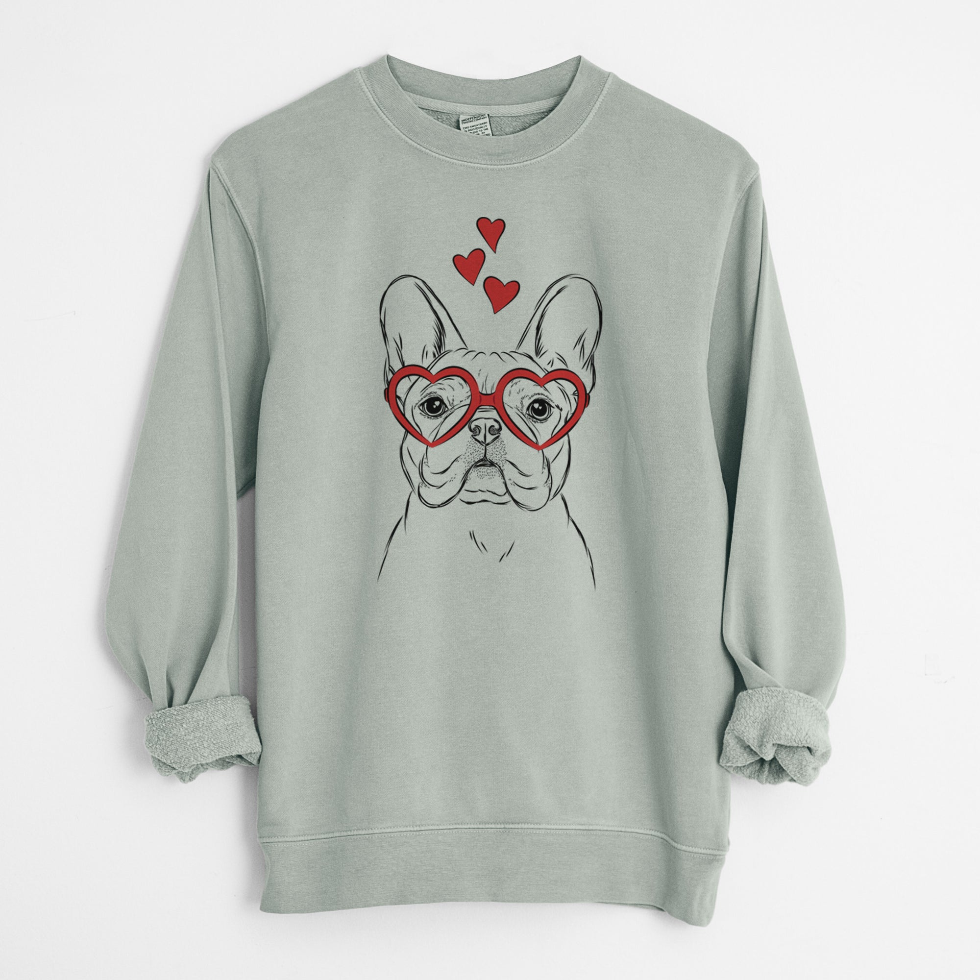 Valentine Franco the French Bulldog - Unisex Pigment Dyed Crew Sweatshirt