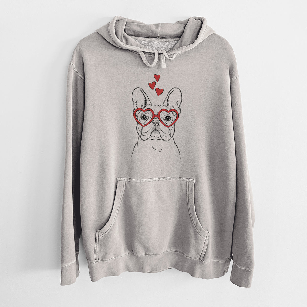 Valentine Franco the French Bulldog - Unisex Pigment Dyed Hoodie