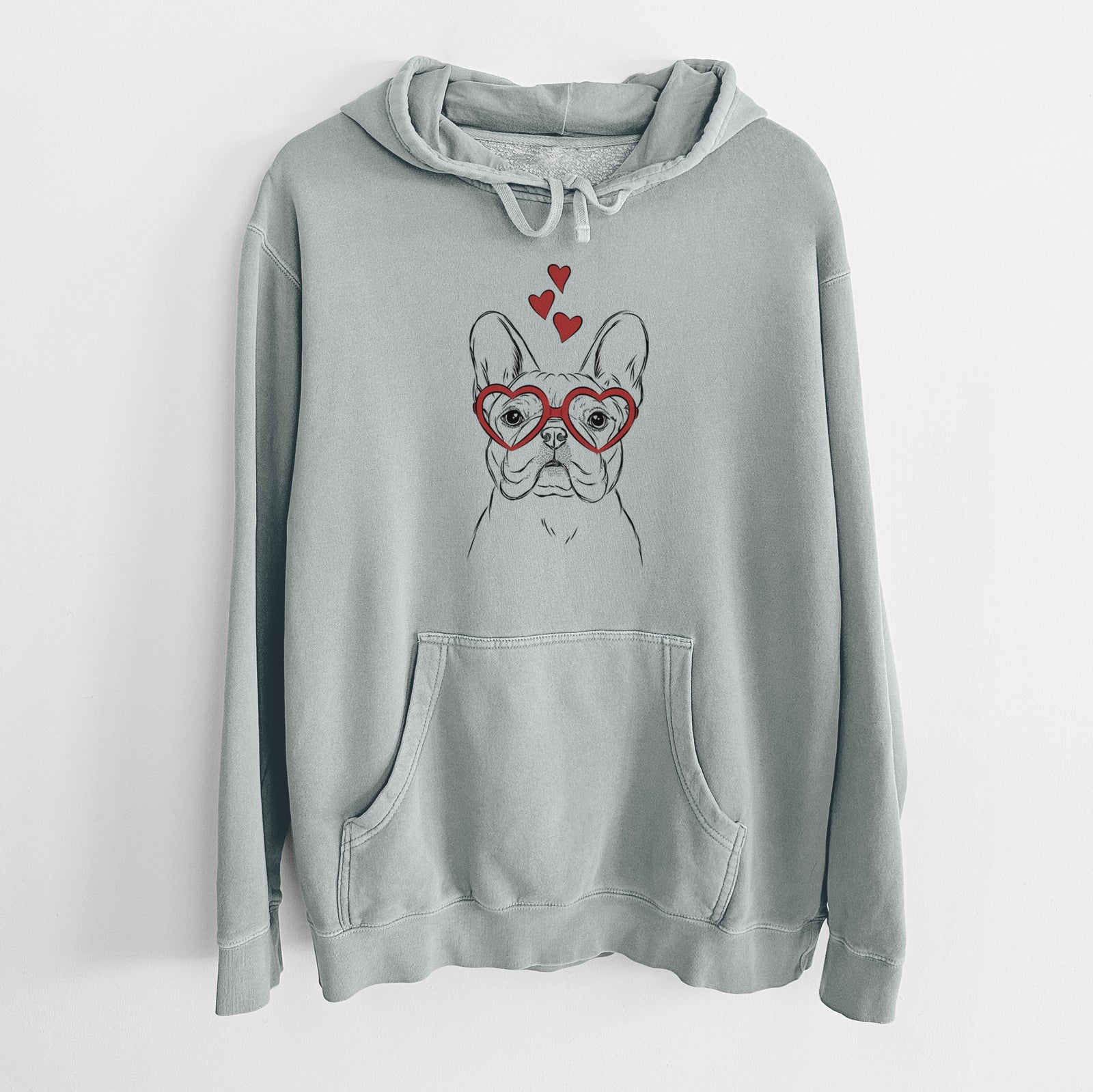 Valentine Franco the French Bulldog - Unisex Pigment Dyed Hoodie