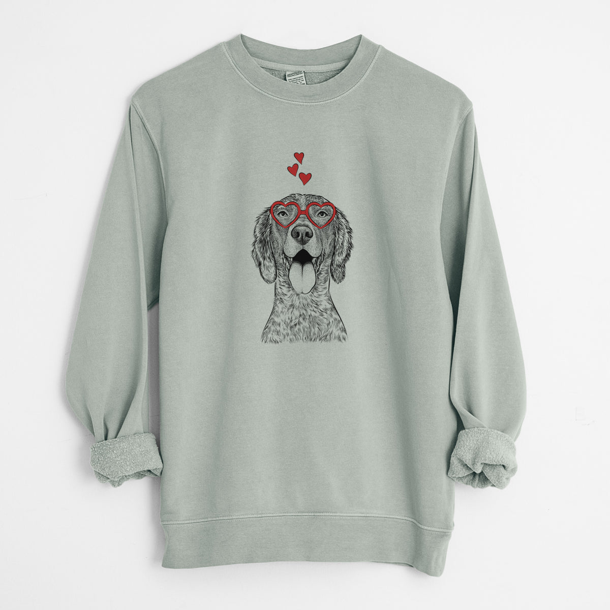 Valentine Freddy the English Setter - Unisex Pigment Dyed Crew Sweatshirt
