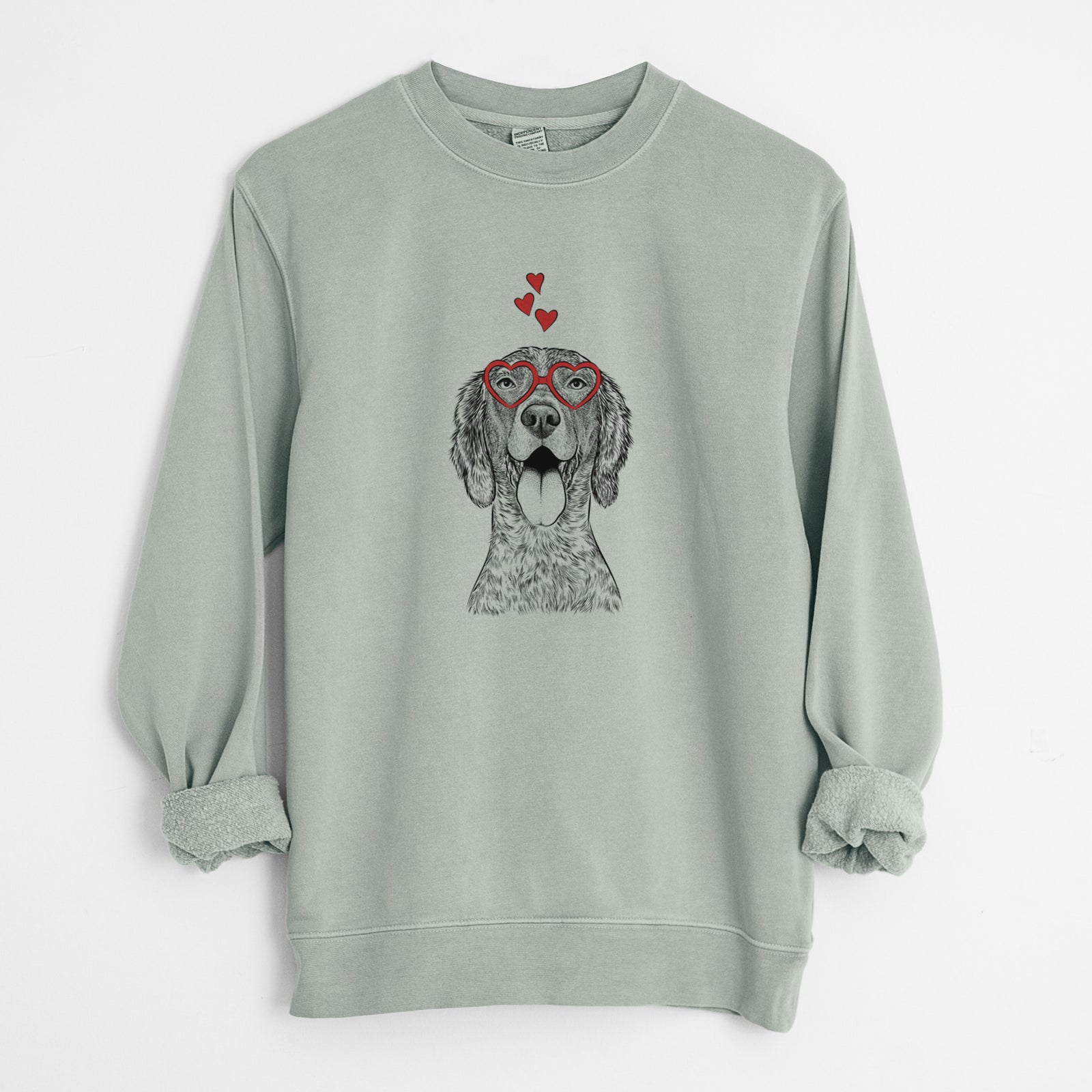 Valentine Freddy the English Setter - Unisex Pigment Dyed Crew Sweatshirt