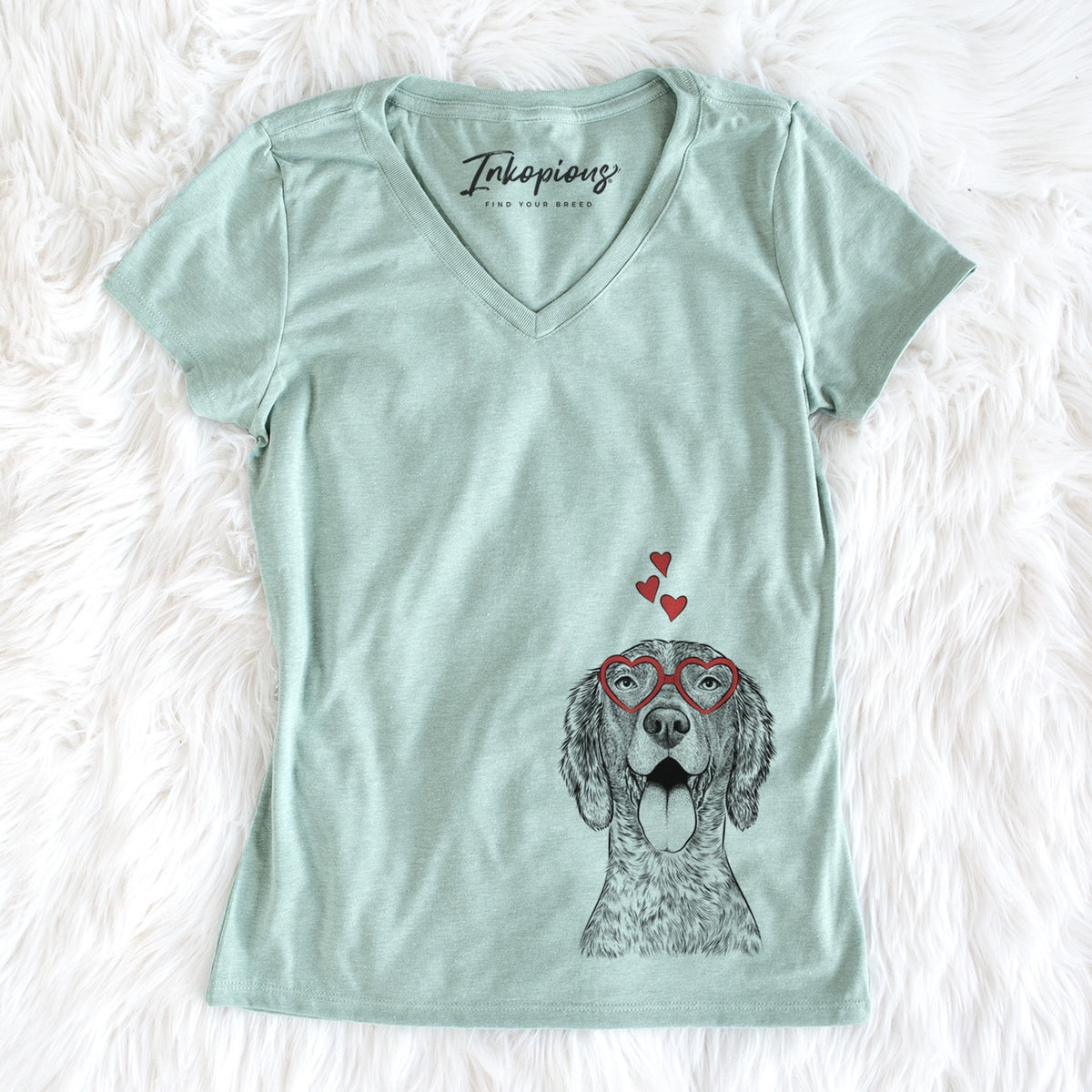 Valentine Freddy the English Setter - Women's Perfect V-neck Shirt