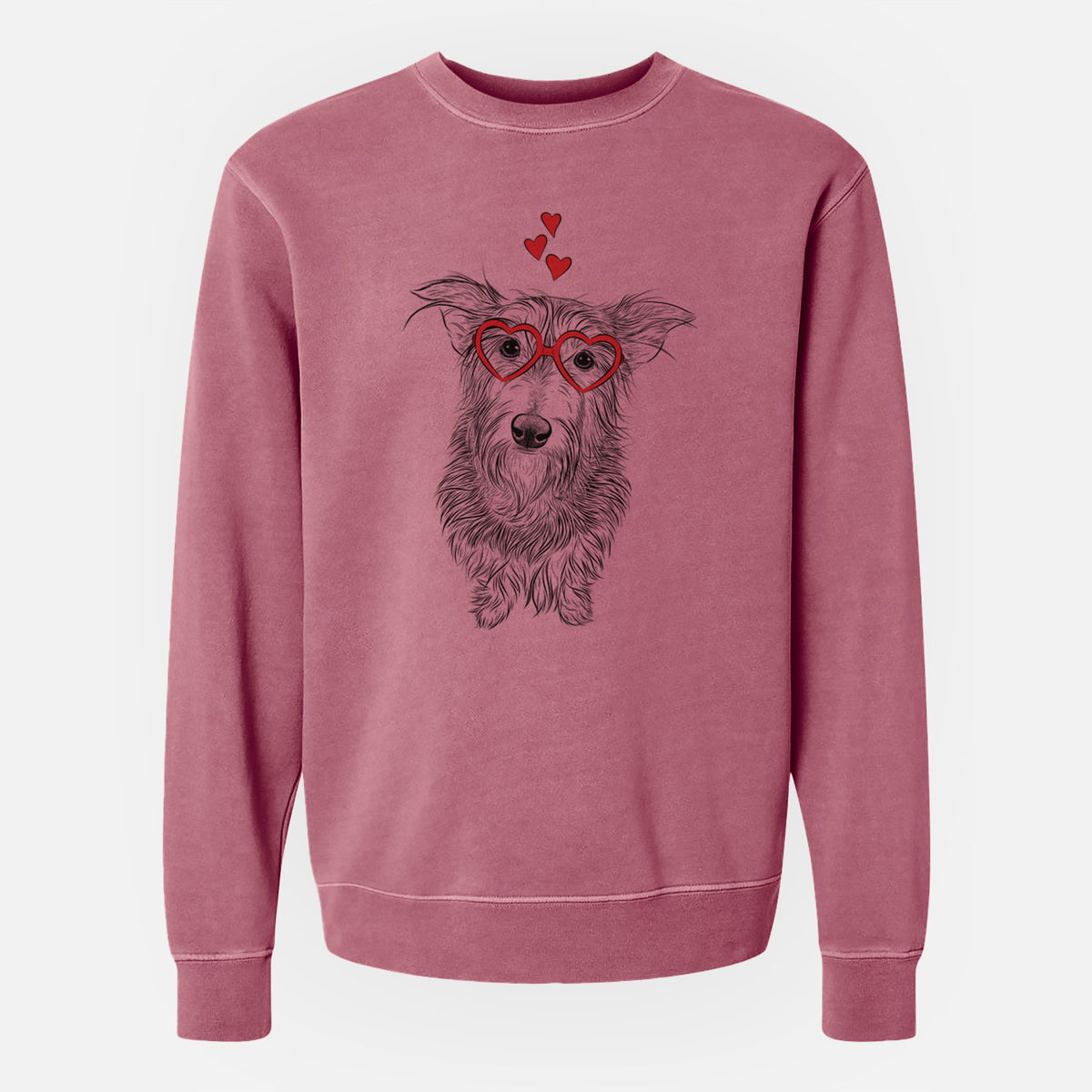 Valentine Frida Doggo the Rescue Terrier Mix - Unisex Pigment Dyed Crew Sweatshirt