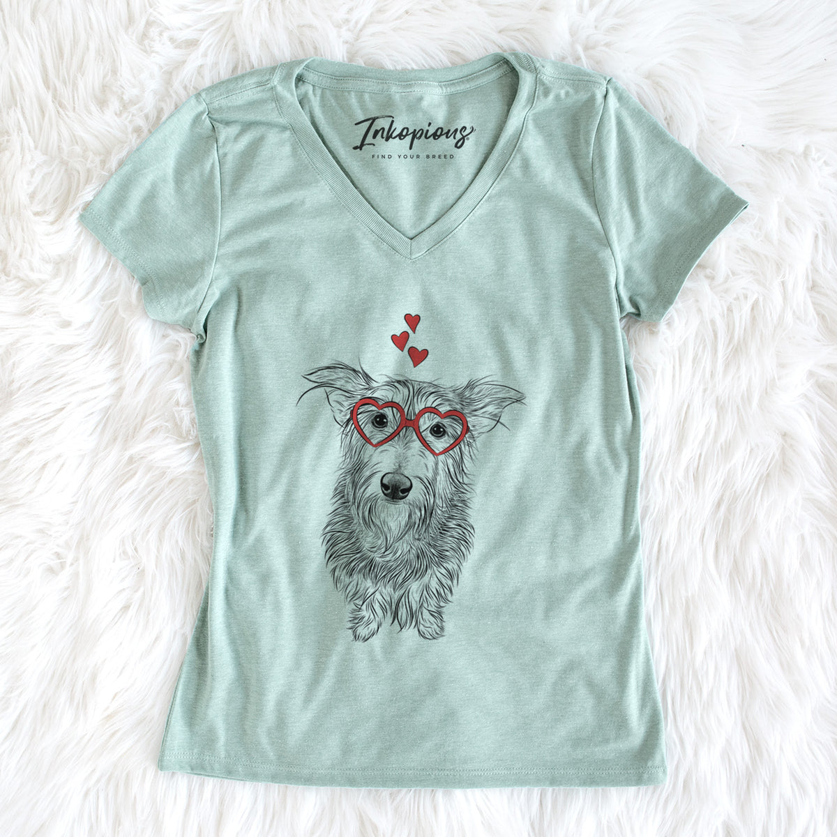 Valentine Frida Doggo the Rescue Terrier Mix - Women's Perfect V-neck Shirt