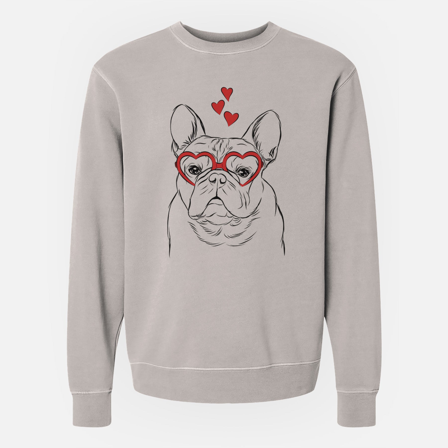 Valentine Fudge the French Bulldog - Unisex Pigment Dyed Crew Sweatshirt