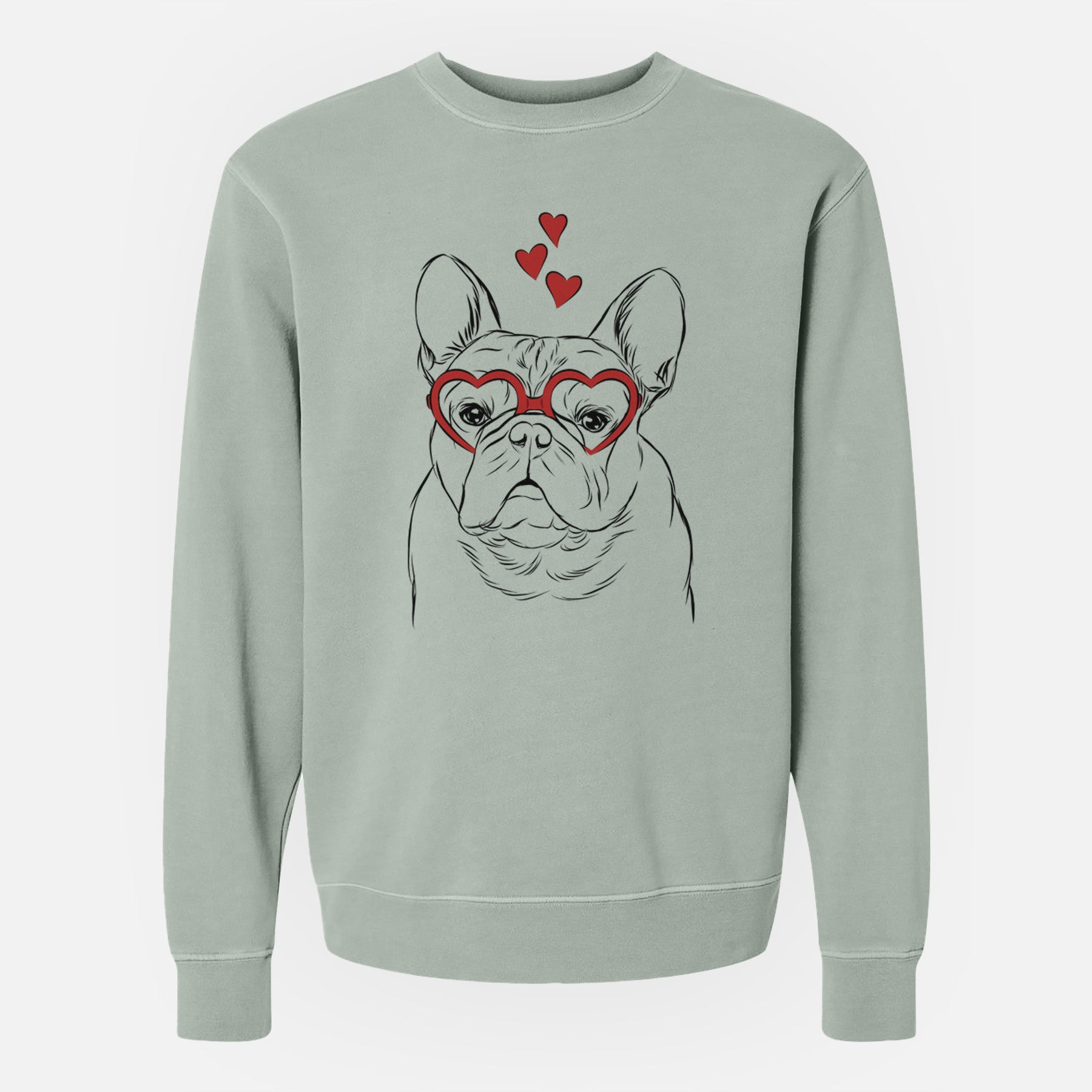 Valentine Fudge the French Bulldog - Unisex Pigment Dyed Crew Sweatshirt