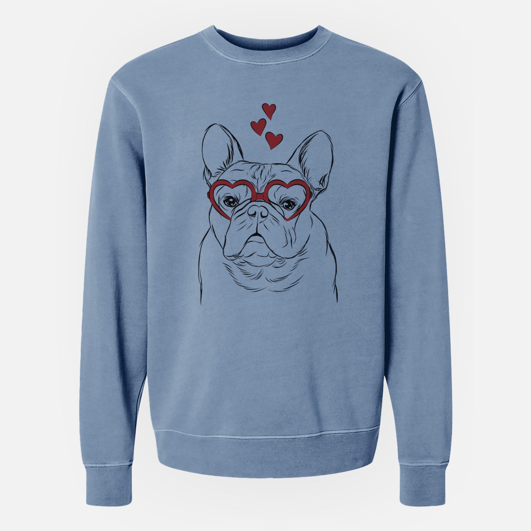 Valentine Fudge the French Bulldog - Unisex Pigment Dyed Crew Sweatshirt