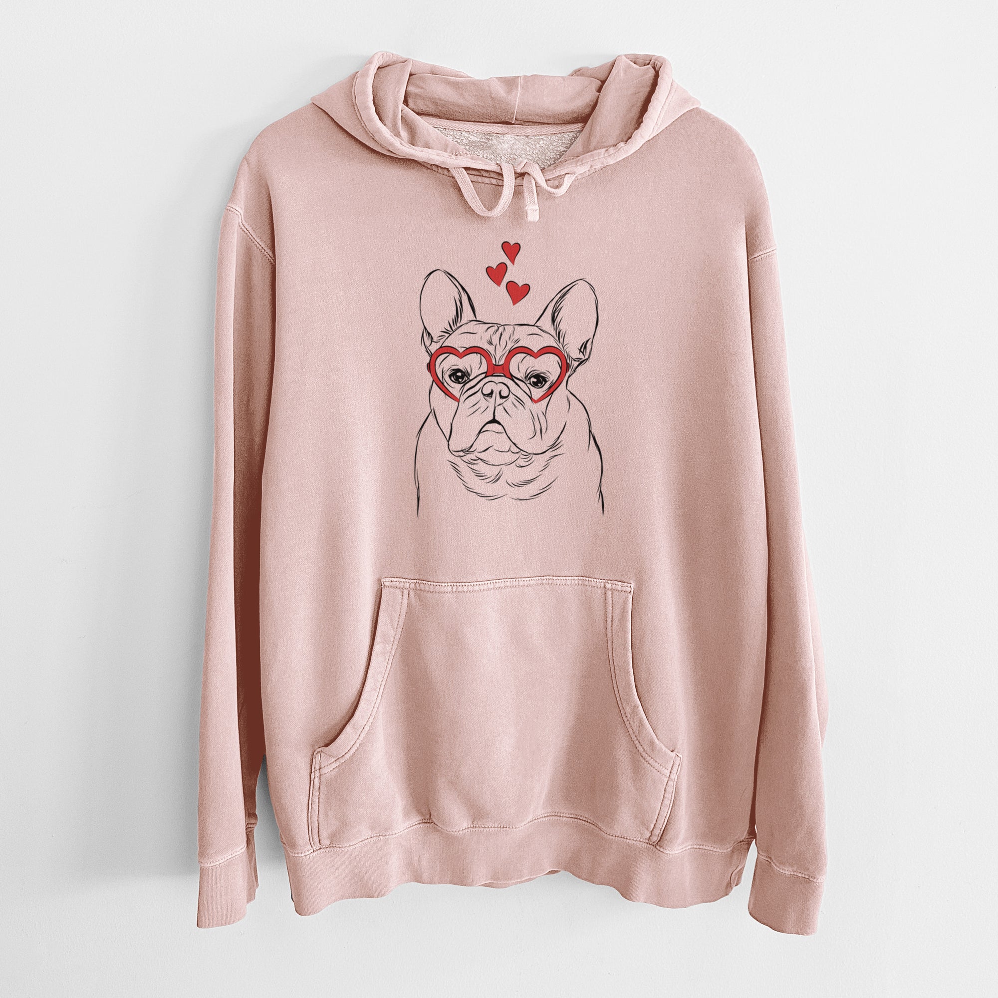 Valentine Fudge the French Bulldog - Unisex Pigment Dyed Hoodie