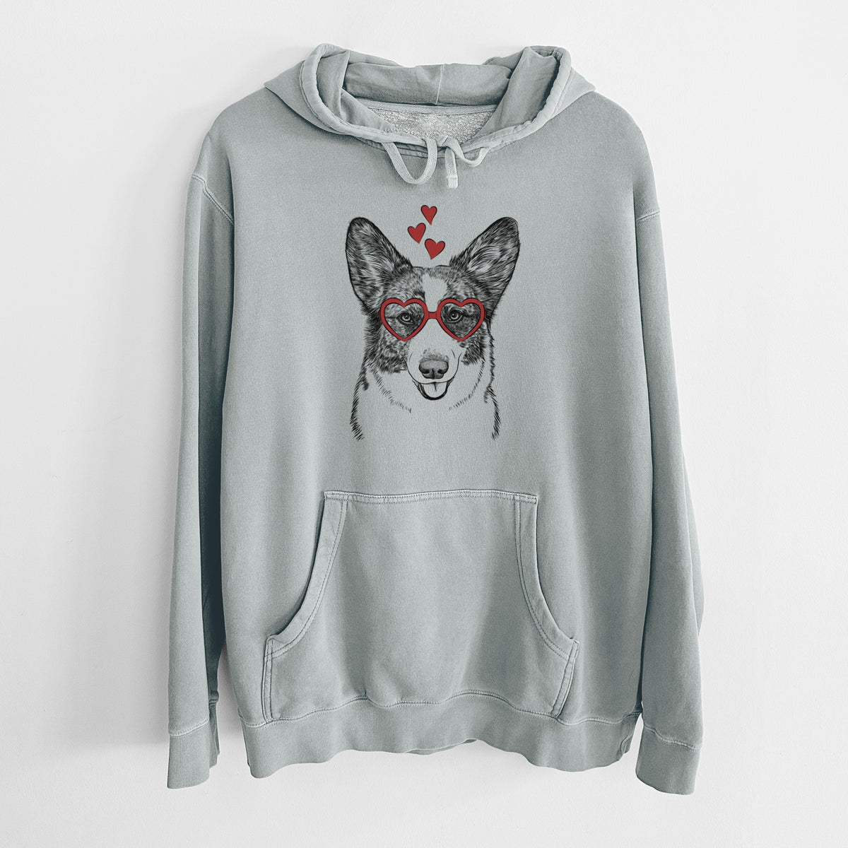 Valentine Gabby the Cardigan Welsh Corgi - Unisex Pigment Dyed Hoodie