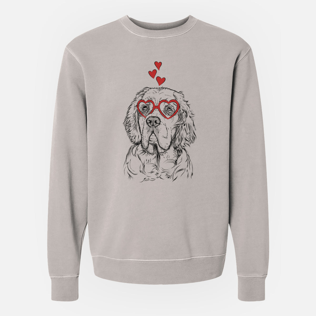 Valentine Gary the Clumber Spaniel - Unisex Pigment Dyed Crew Sweatshirt