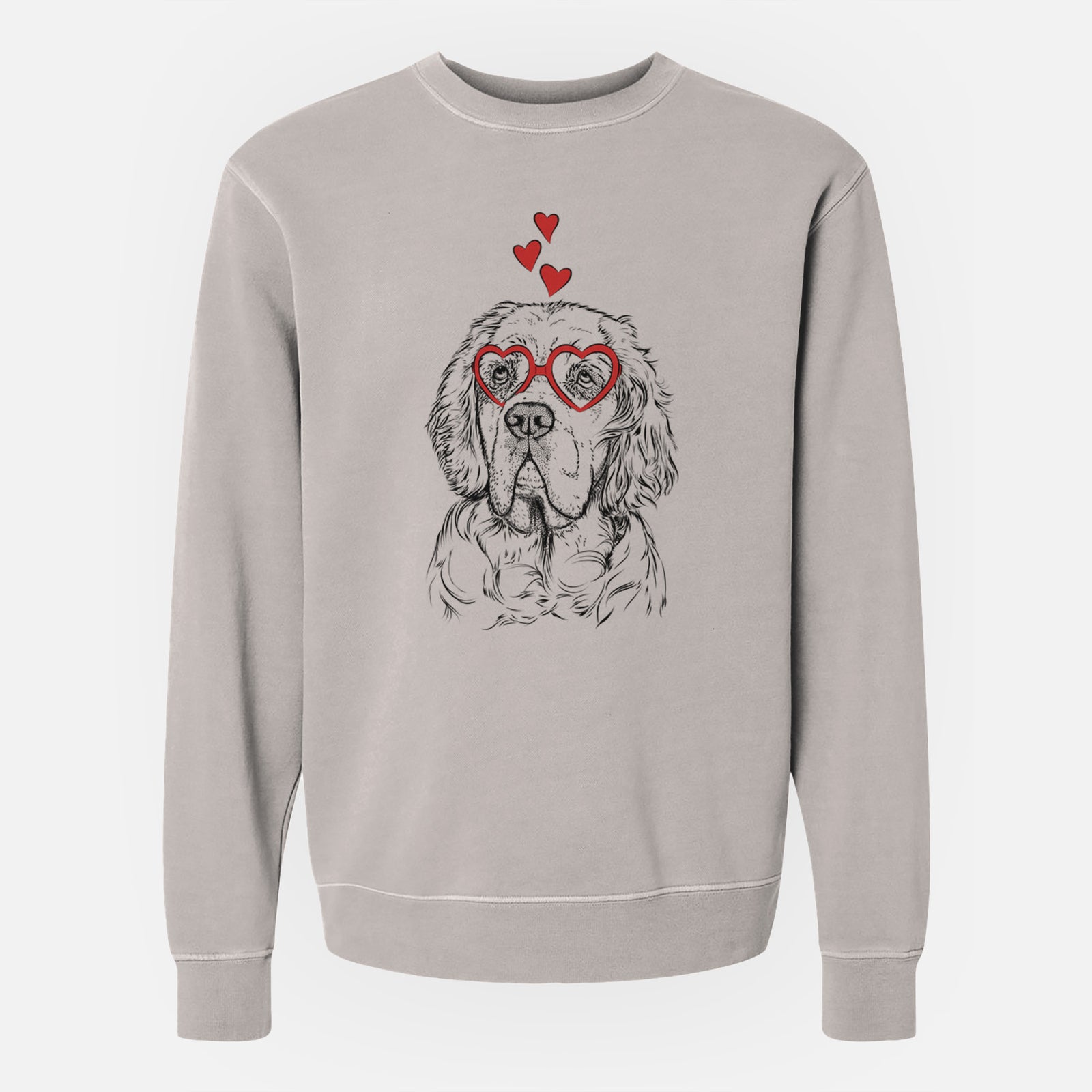 Valentine Gary the Clumber Spaniel - Unisex Pigment Dyed Crew Sweatshirt