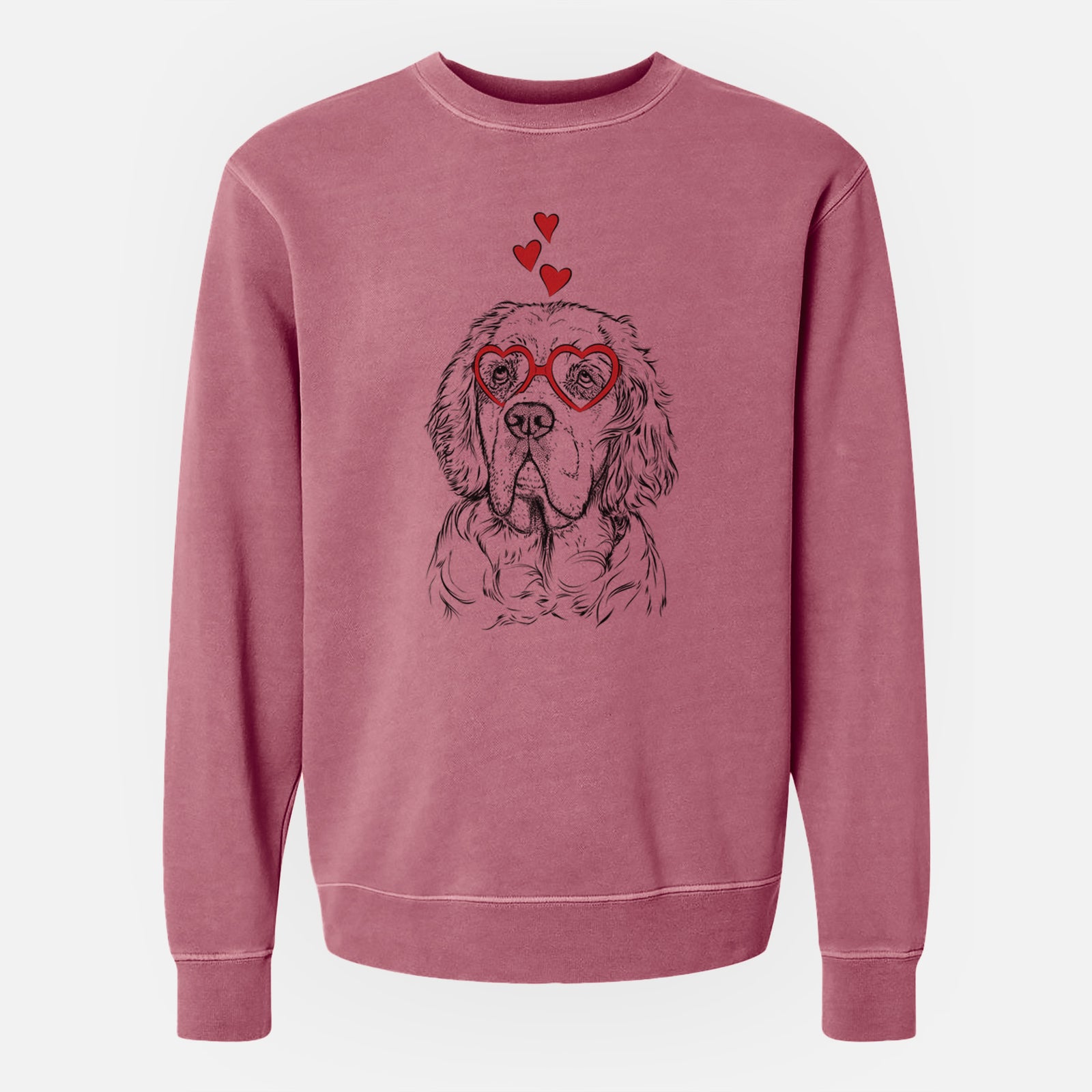 Valentine Gary the Clumber Spaniel - Unisex Pigment Dyed Crew Sweatshirt