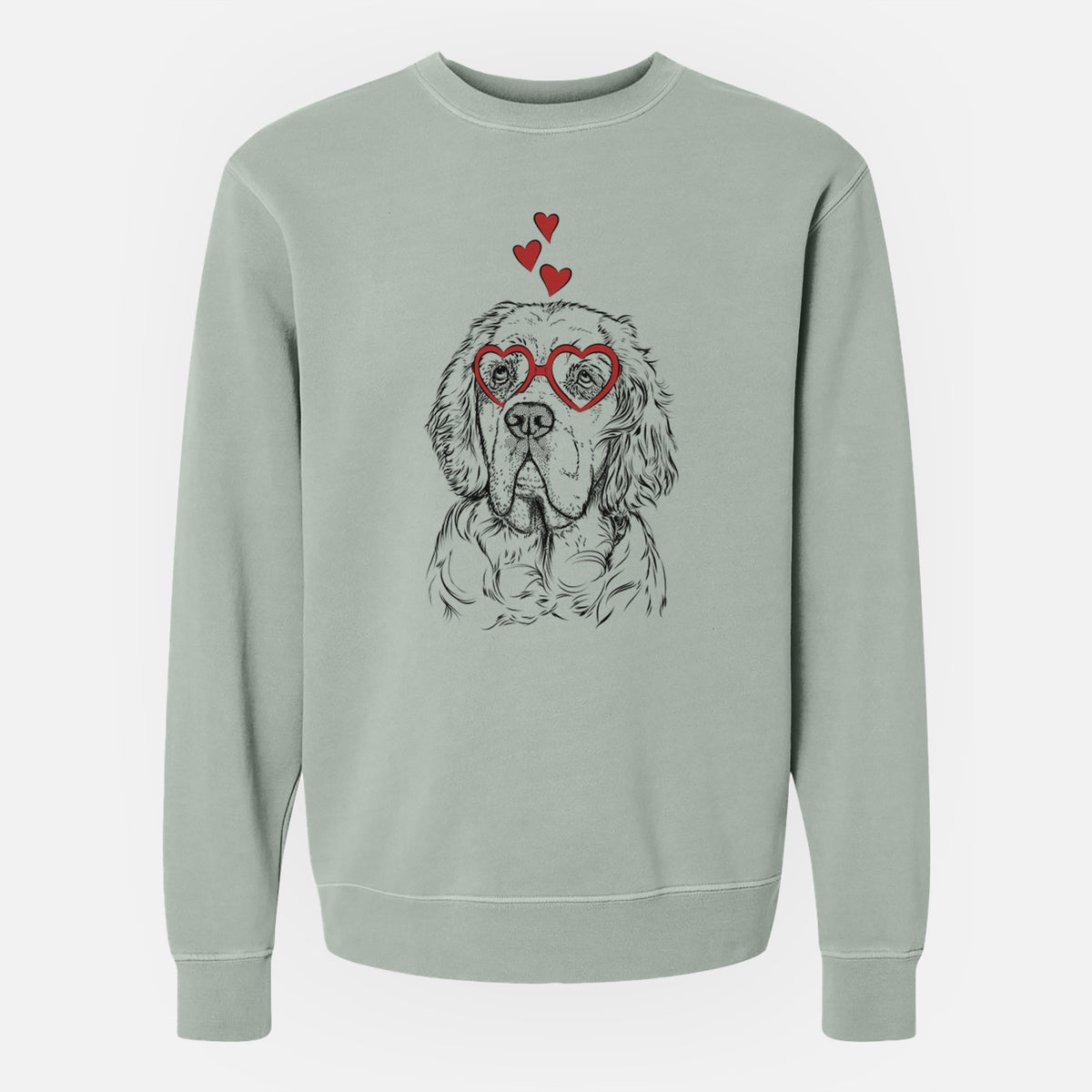 Valentine Gary the Clumber Spaniel - Unisex Pigment Dyed Crew Sweatshirt
