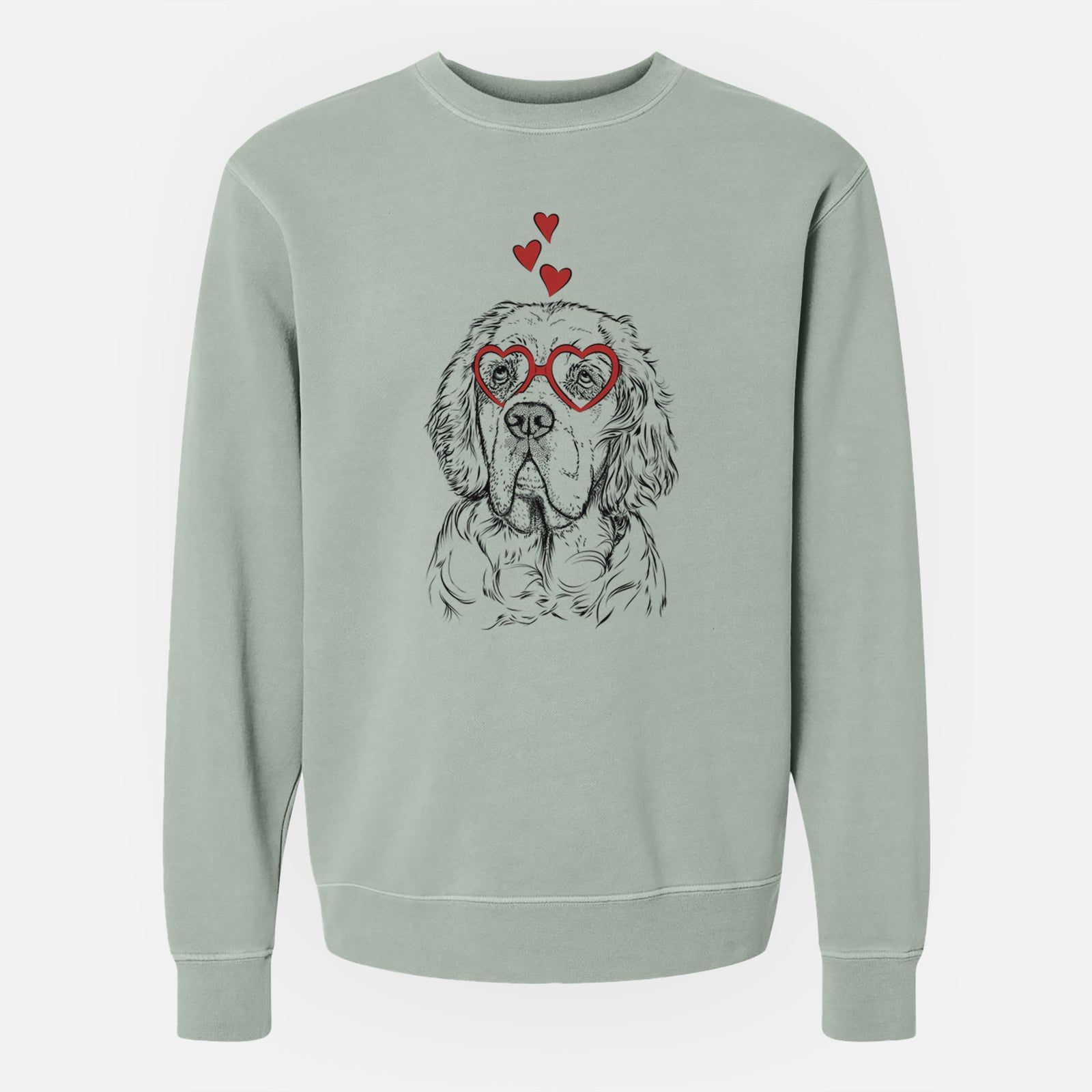 Valentine Gary the Clumber Spaniel - Unisex Pigment Dyed Crew Sweatshirt