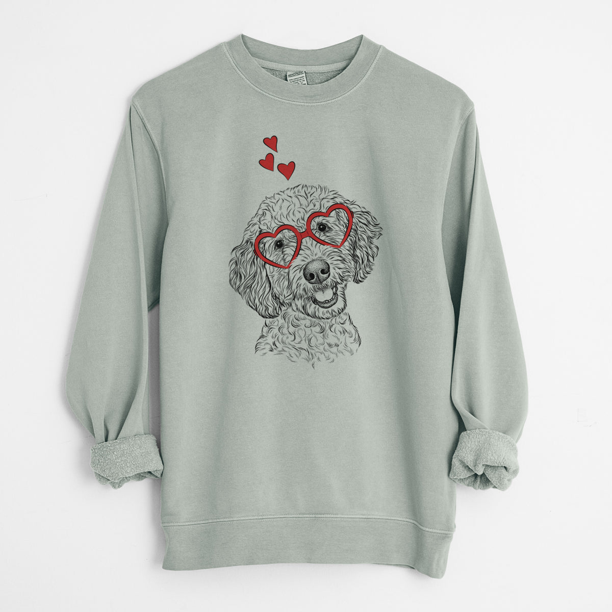 Valentine Gizmo the Goldendoodle - Unisex Pigment Dyed Crew Sweatshirt