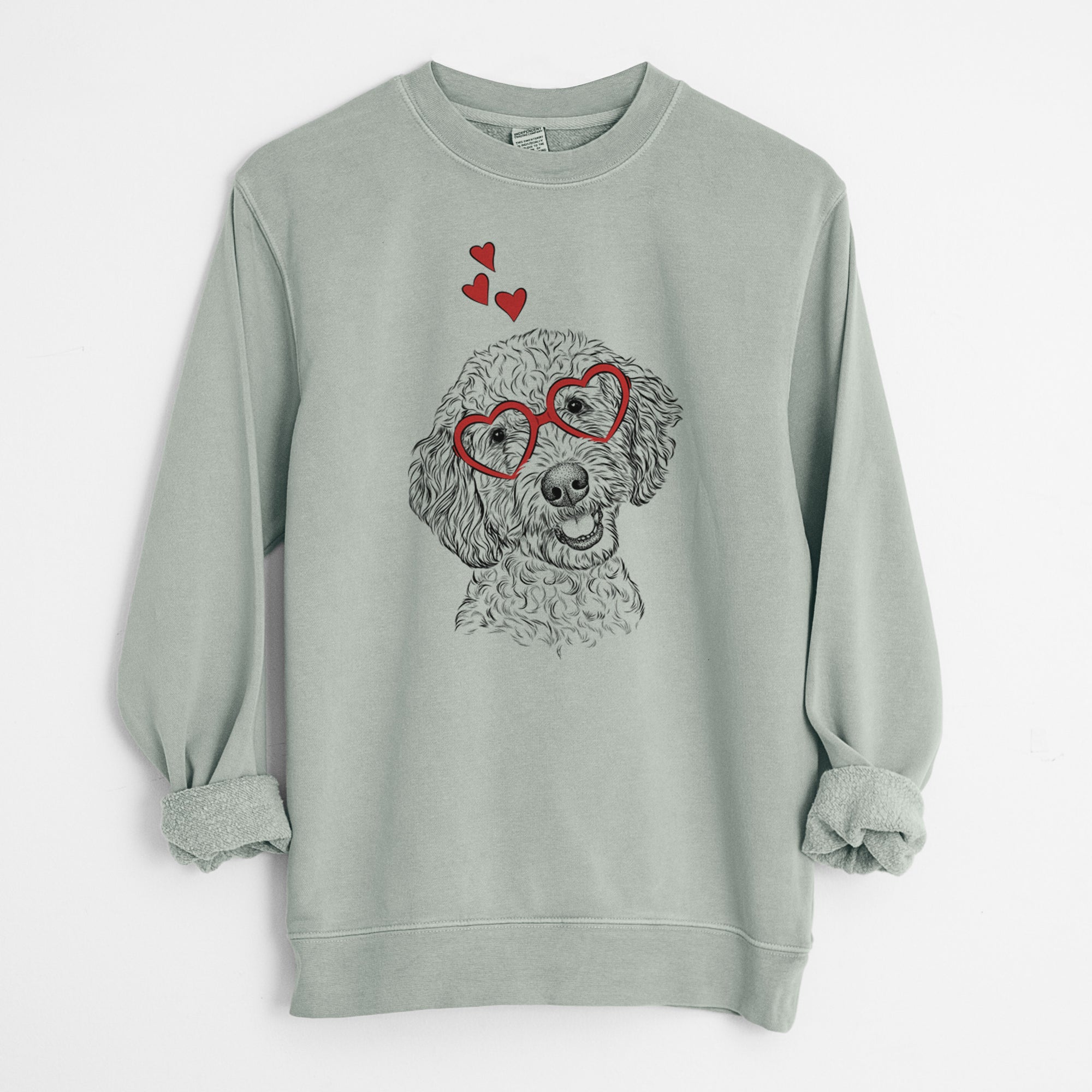 Valentine Gizmo the Goldendoodle - Unisex Pigment Dyed Crew Sweatshirt