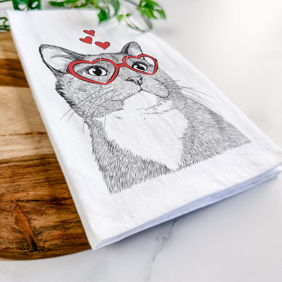 Gizmo the Grey Cat Tea Towel
