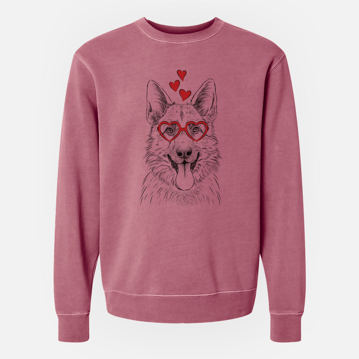 Valentine Grace the German Shepherd - Unisex Pigment Dyed Crew Sweatshirt