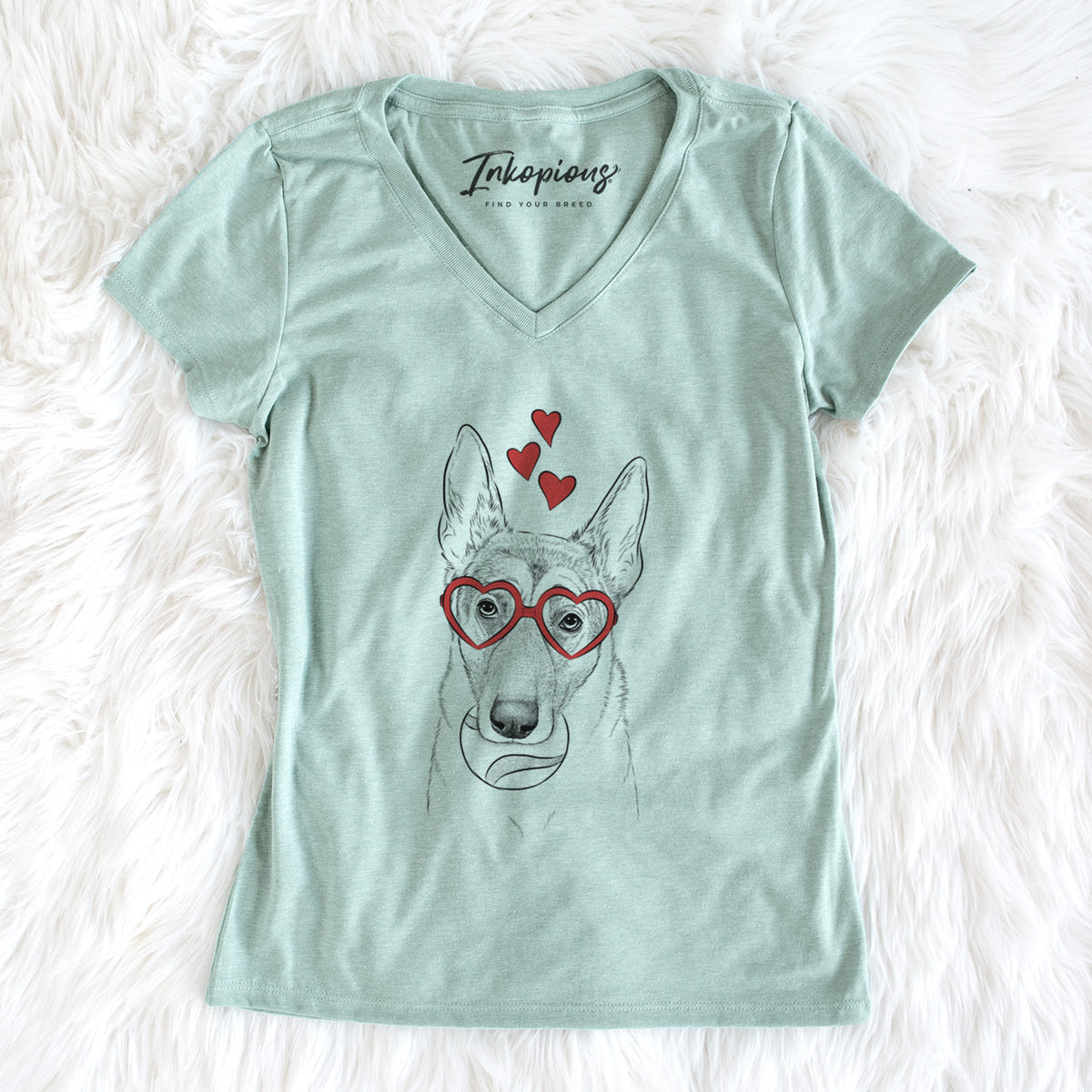 Valentine Greta the German Shepherd - Women's Perfect V-neck Shirt