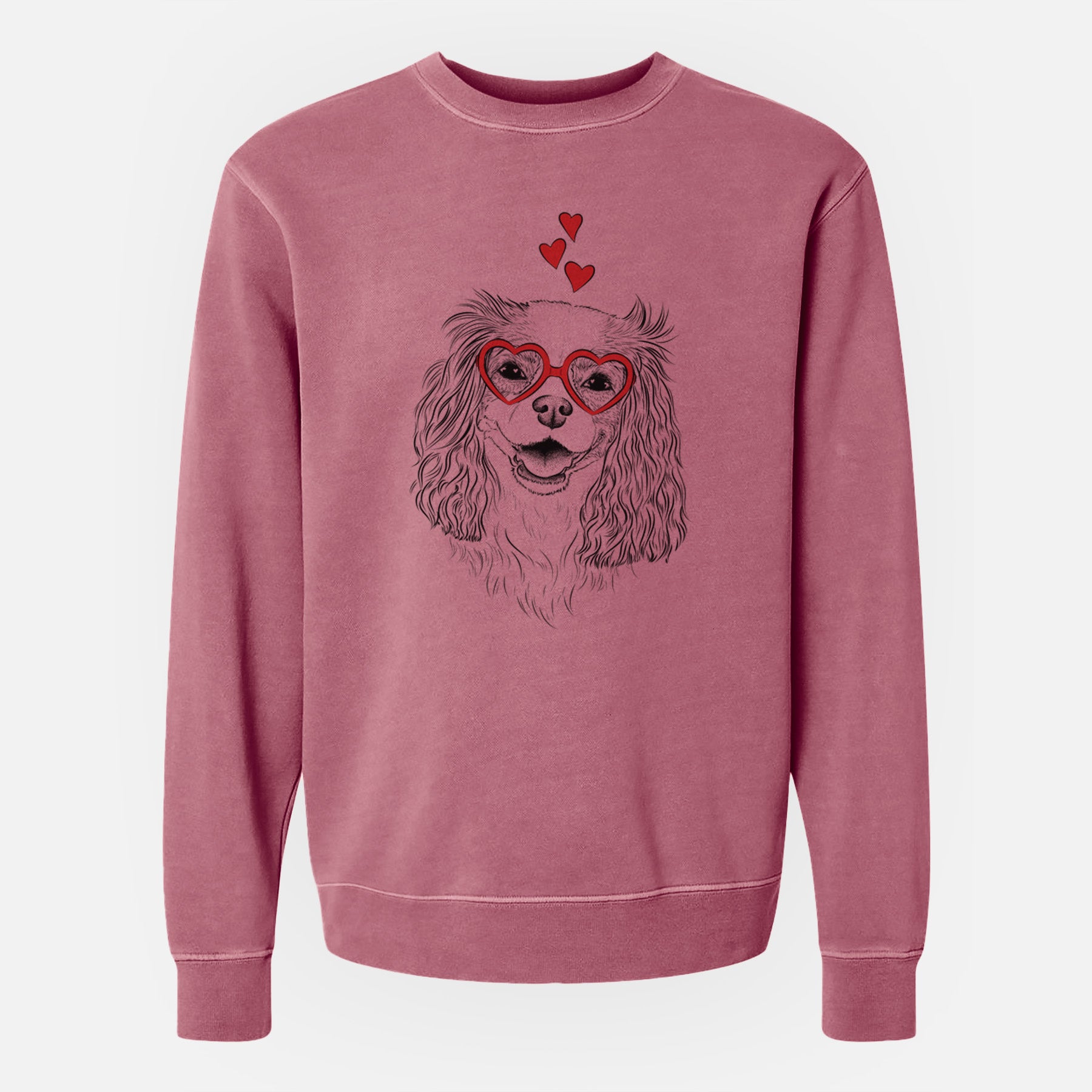 Valentine Halley Comet the Cavalier King Charles Spaniel - Unisex Pigment Dyed Crew Sweatshirt
