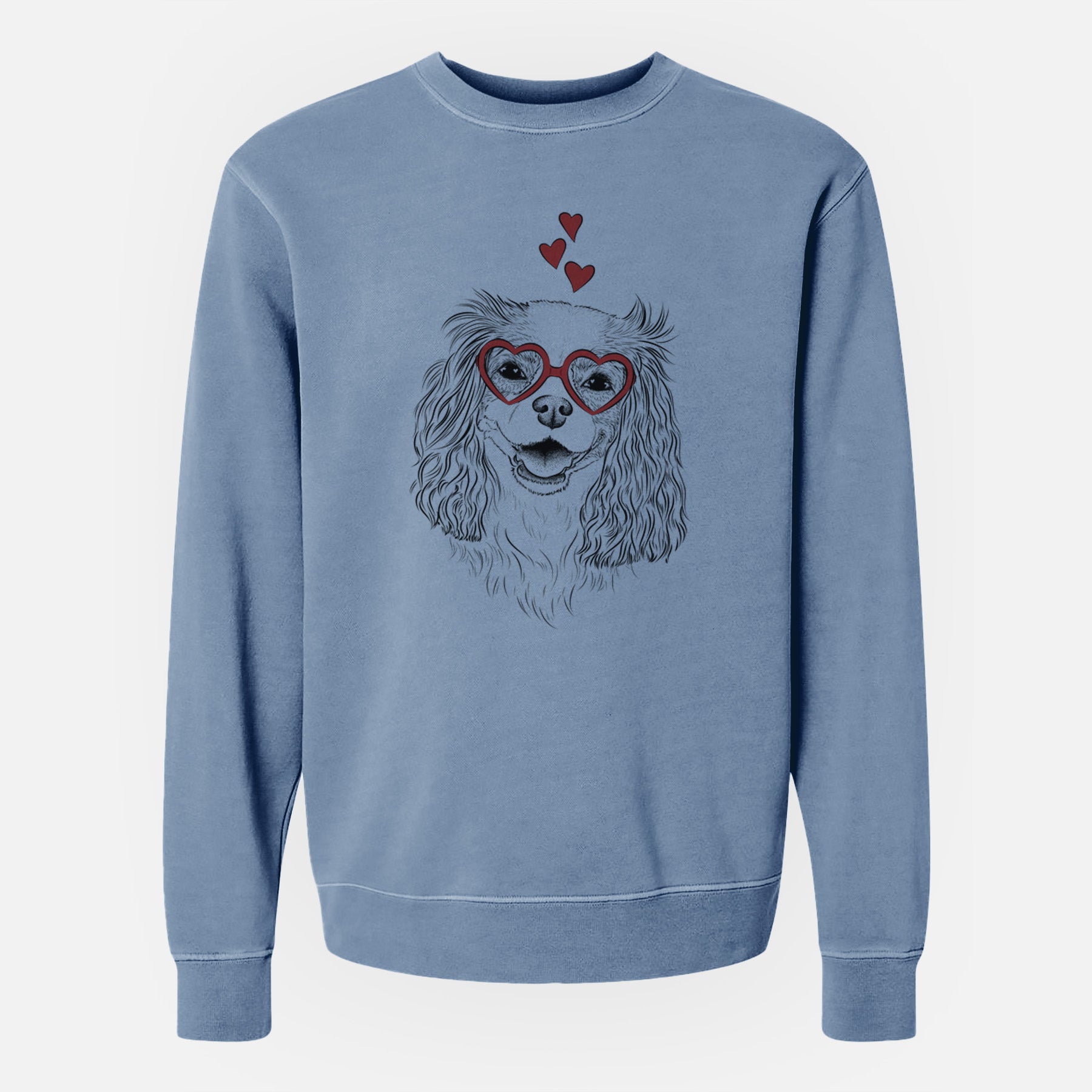 Valentine Halley Comet the Cavalier King Charles Spaniel - Unisex Pigment Dyed Crew Sweatshirt