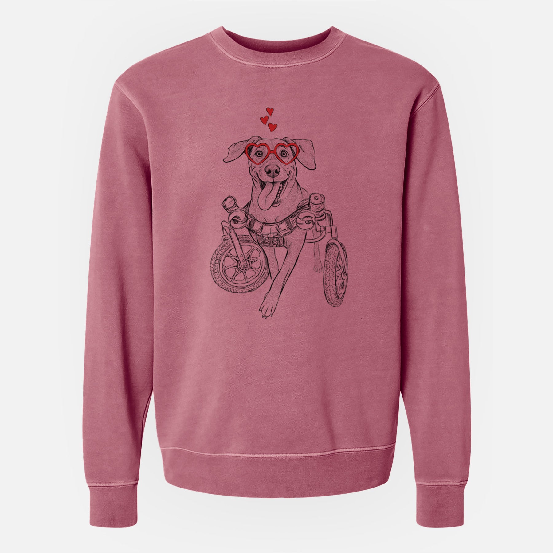 Valentine Hannah the Pitbull Mix - Unisex Pigment Dyed Crew Sweatshirt