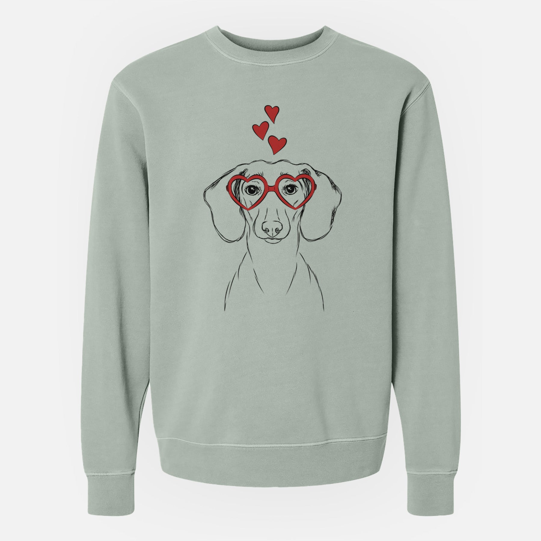 Valentine Hans the Dachshund - Unisex Pigment Dyed Crew Sweatshirt