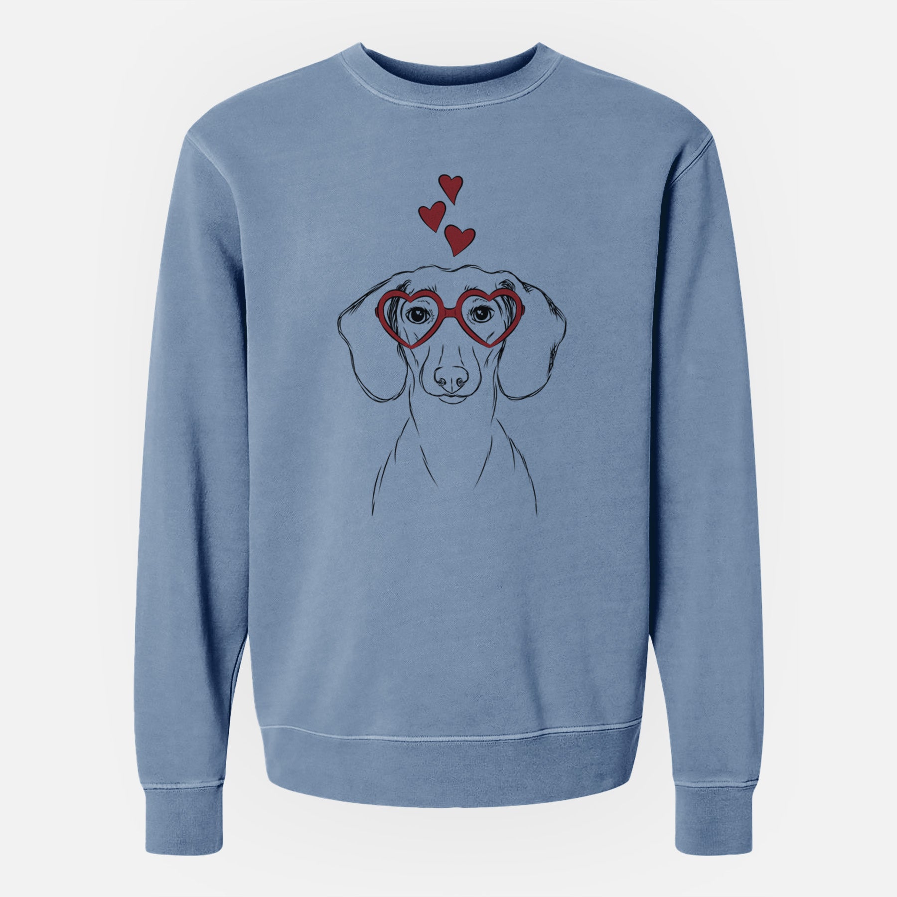 Valentine Hans the Dachshund - Unisex Pigment Dyed Crew Sweatshirt