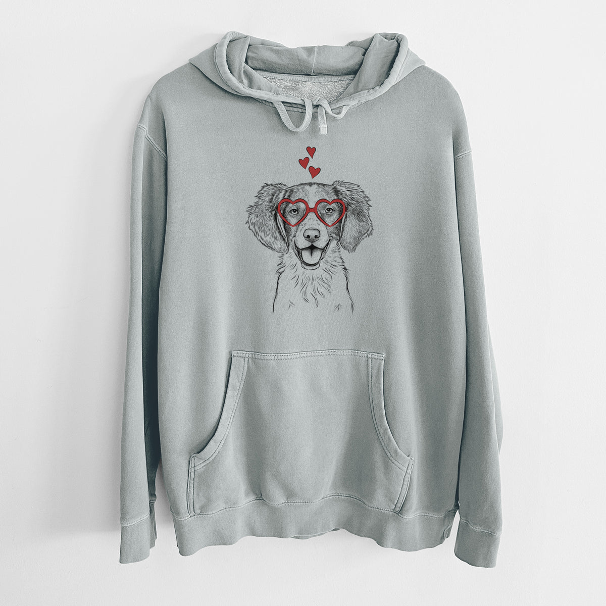 Valentine Happy Holly the Brittany Spaniel - Unisex Pigment Dyed Hoodie