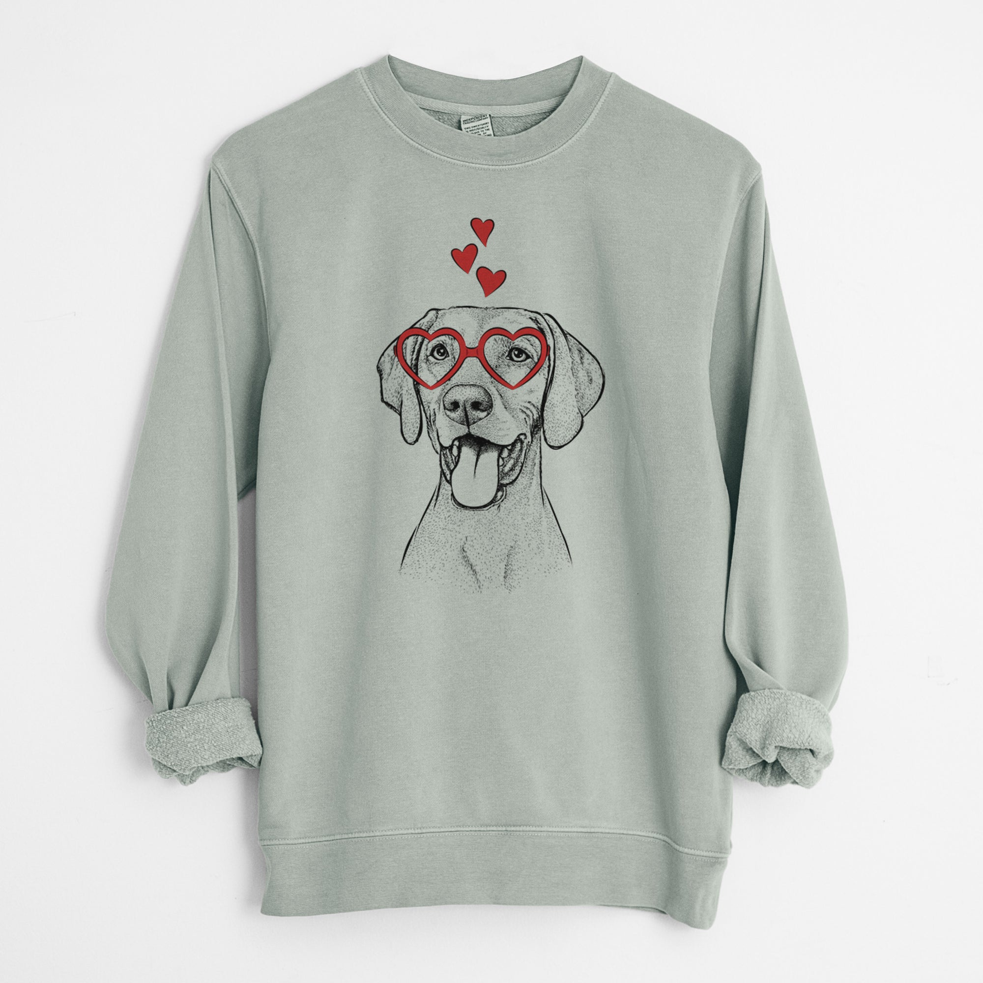 Valentine Harper the Vizsla - Unisex Pigment Dyed Crew Sweatshirt